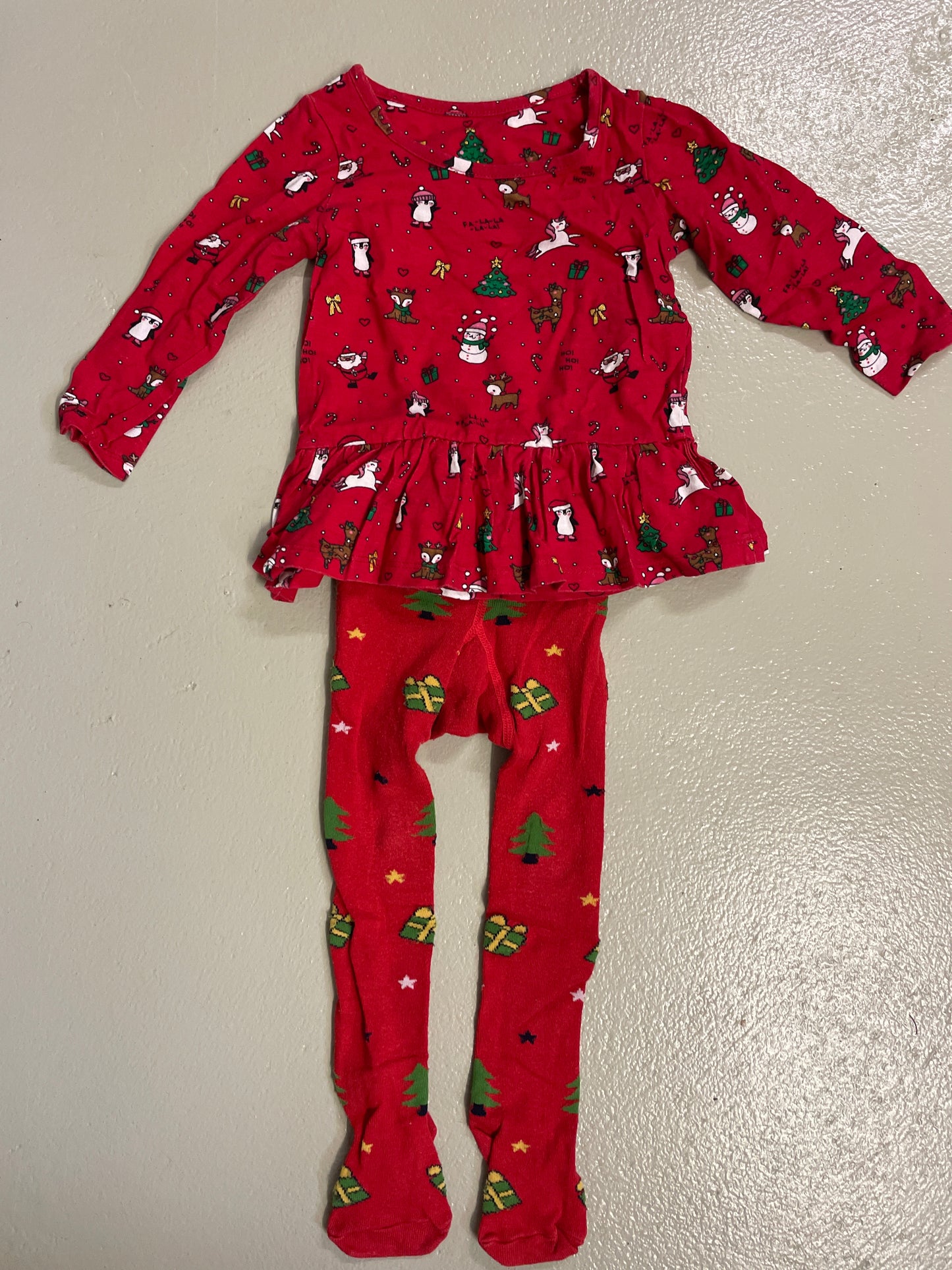 Set of 2 - Tights/Shirt Christmas - Size 86
