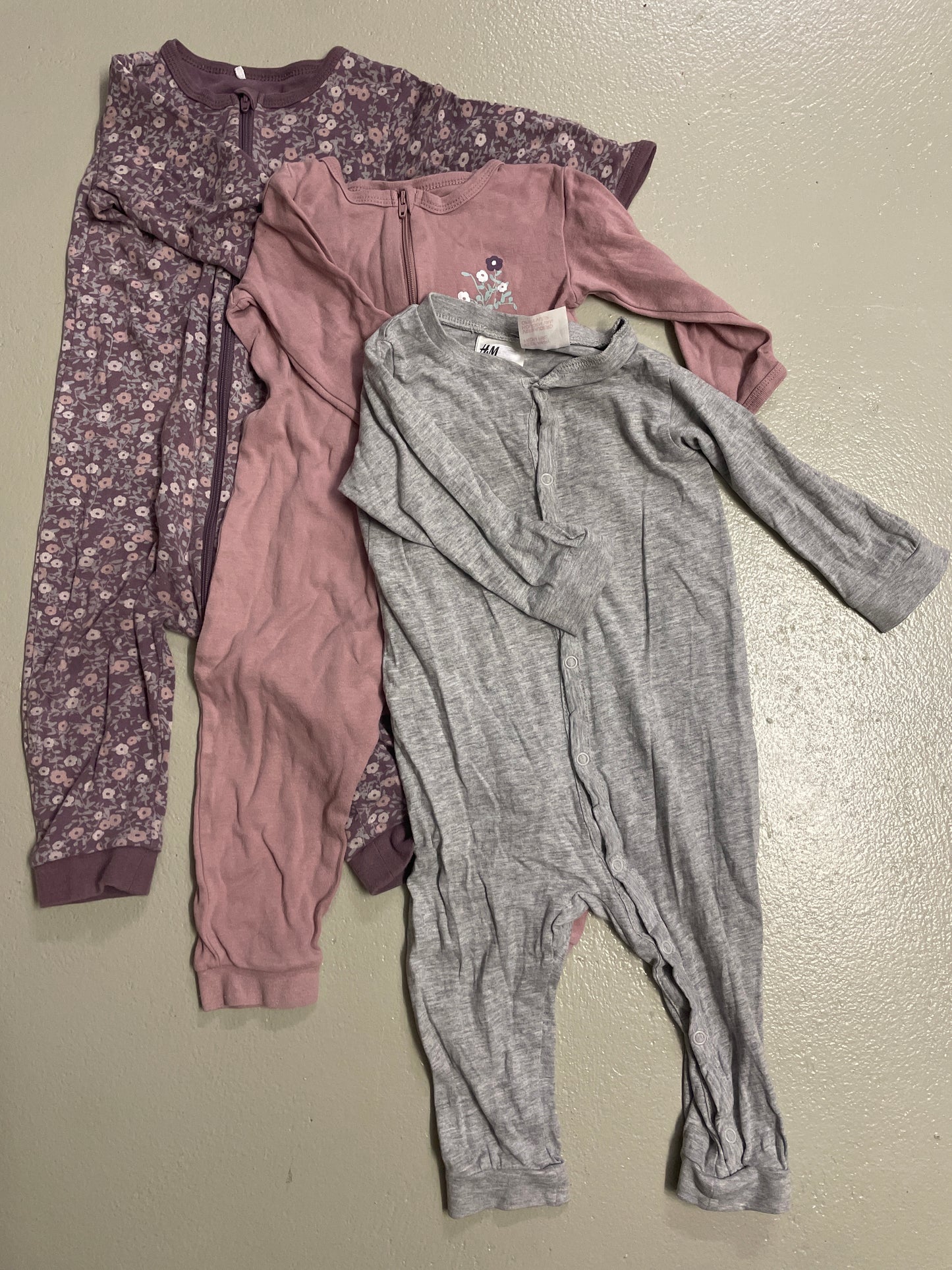 3-pack - long rompers - size 80