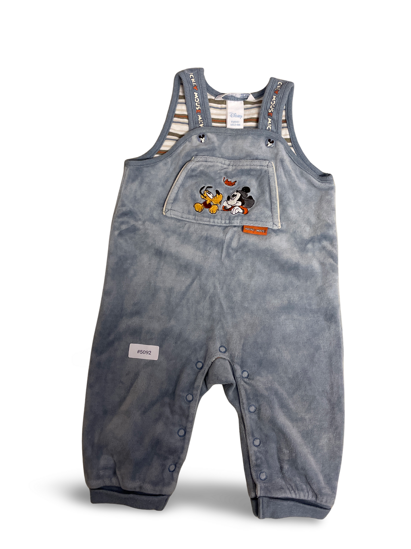 Strampler blau mit Mickey Mouse Stickerei - Gr. 62