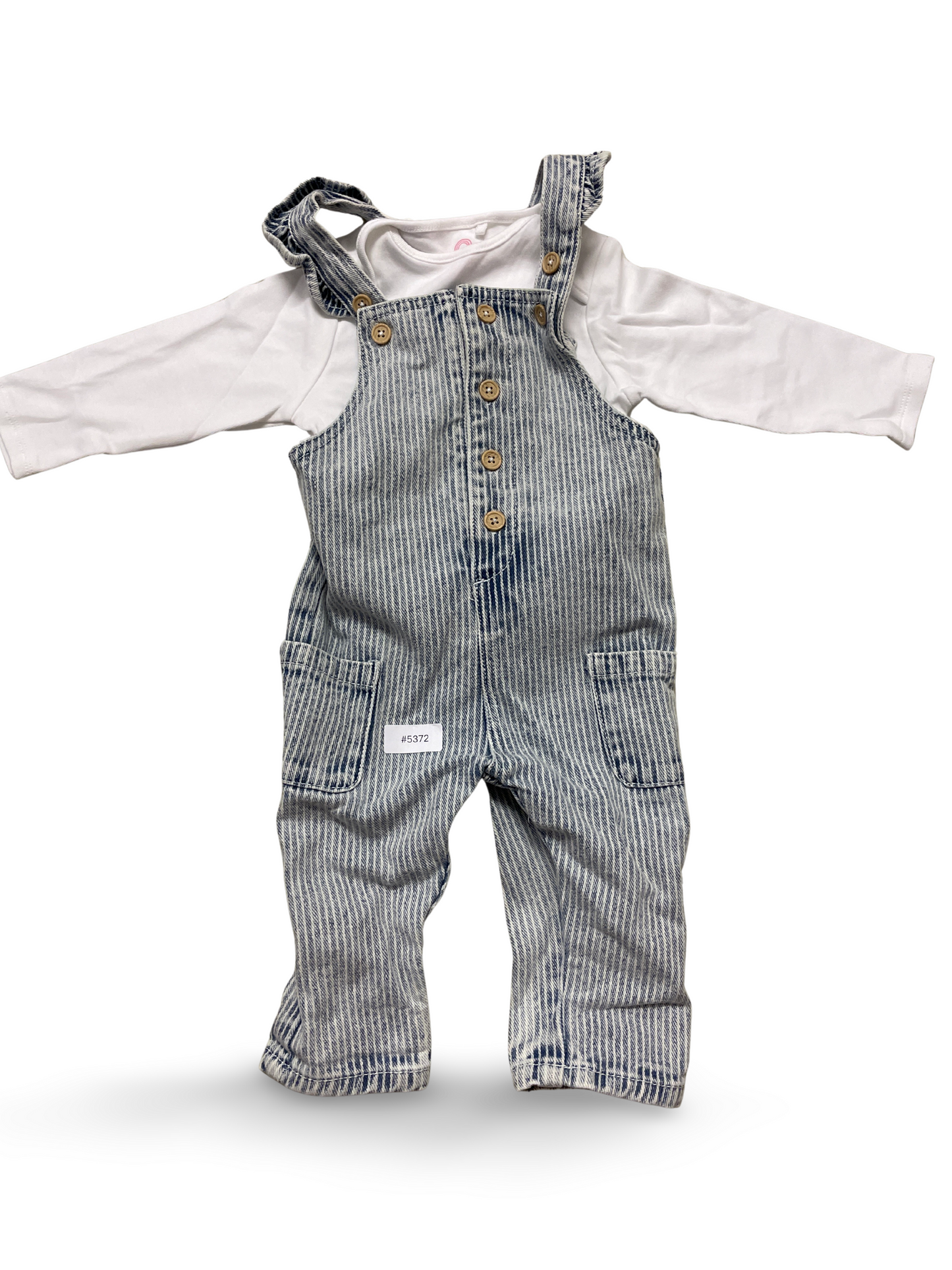 Latzhose gestreift mit weissem Shirt - Gr. 74
