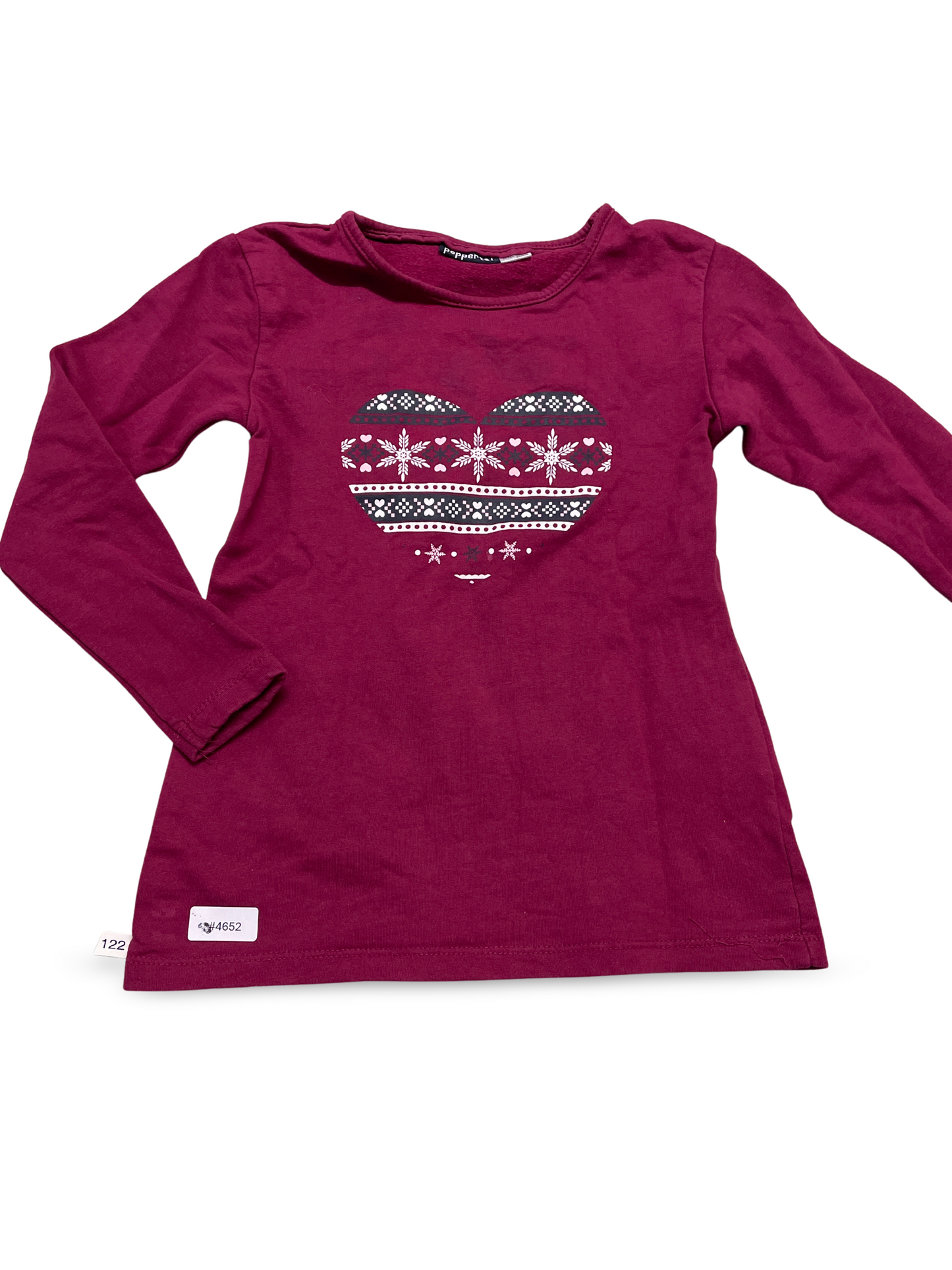 Magenta Langarmshirt mit Herzprint - Gr. 122