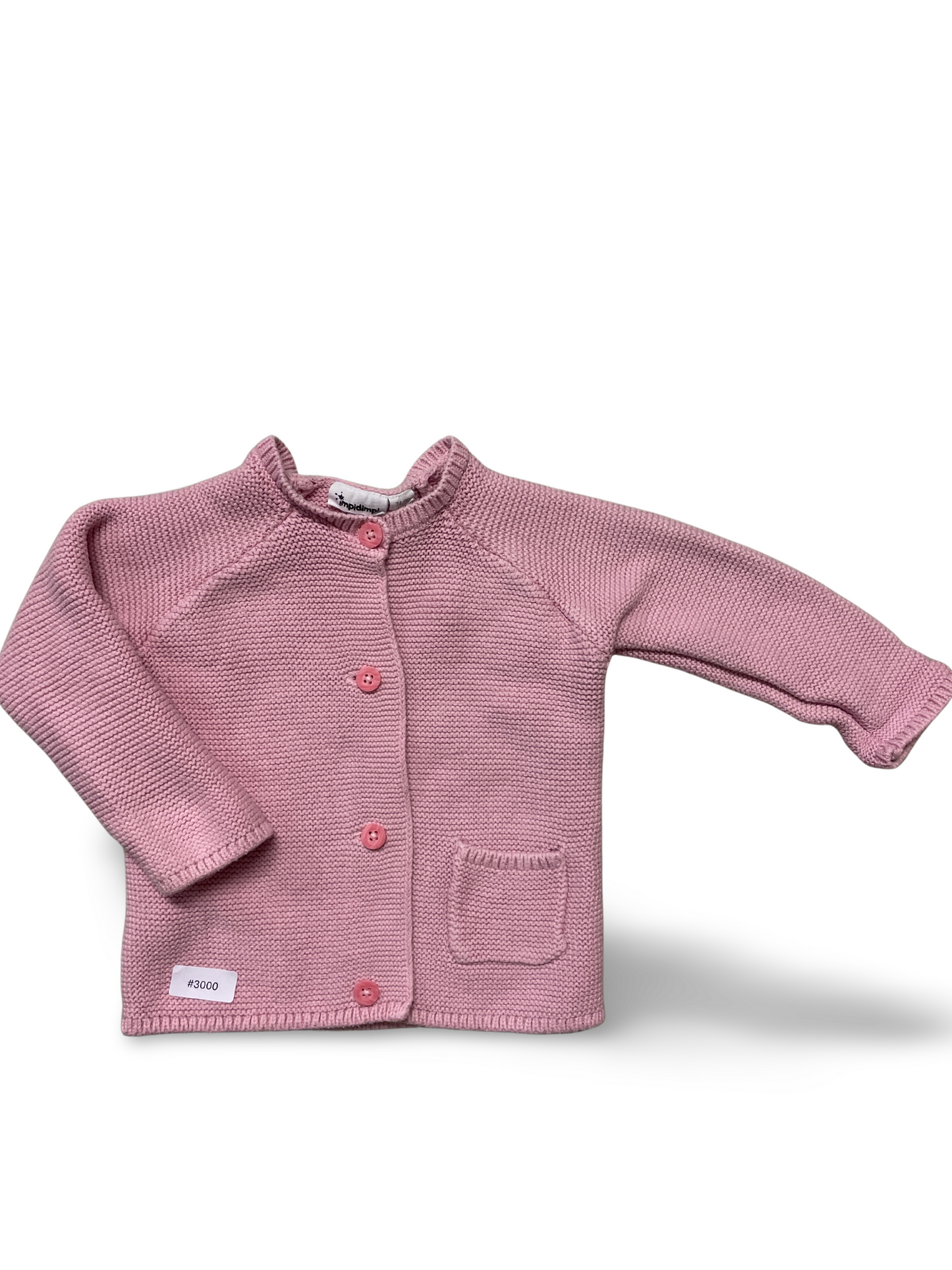 Rosa Strickjacke mit Tasche - Gr. 74