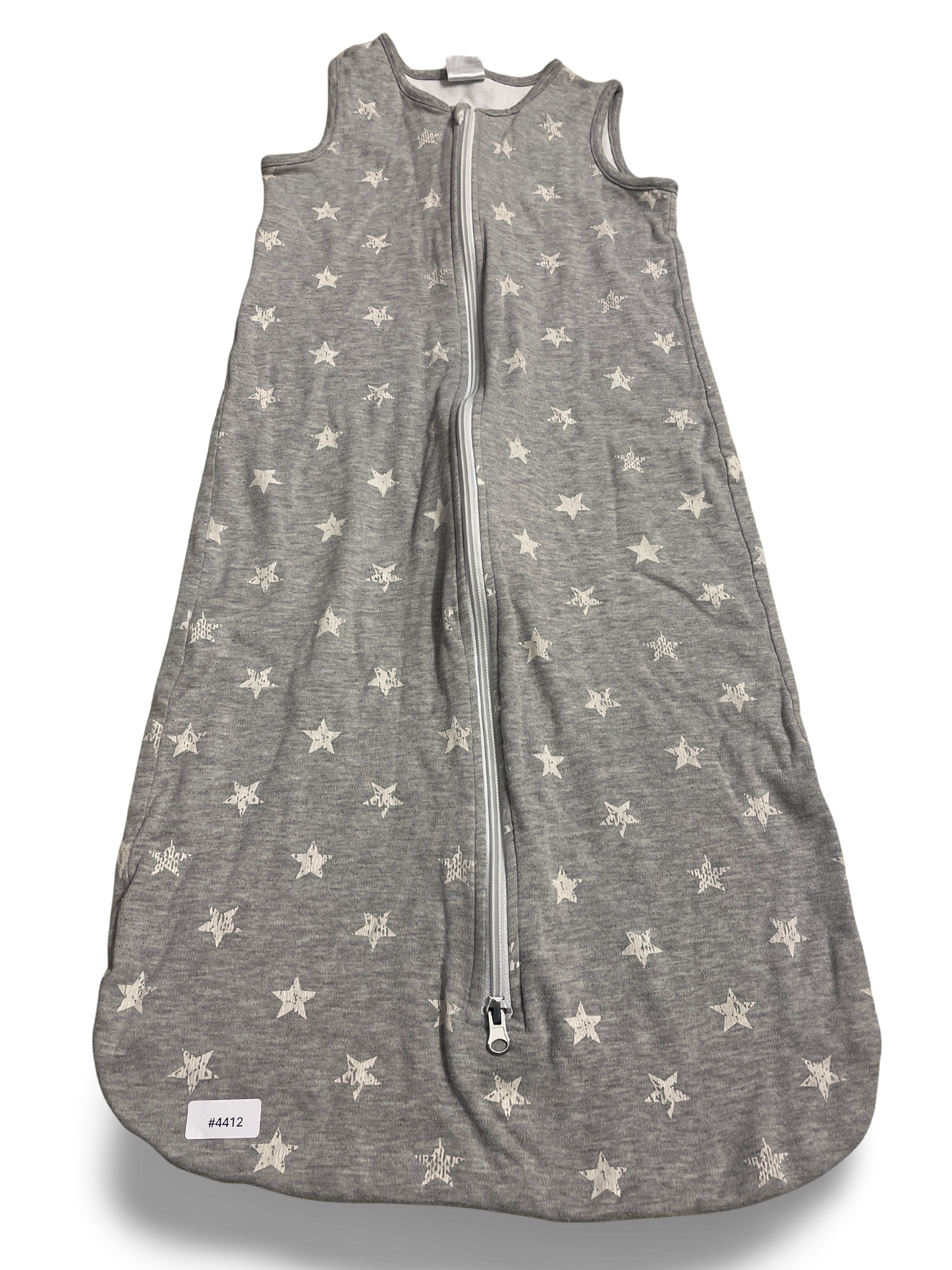 Ärmelloser Babyschlafsack grau mit Sternen - Gr. 86