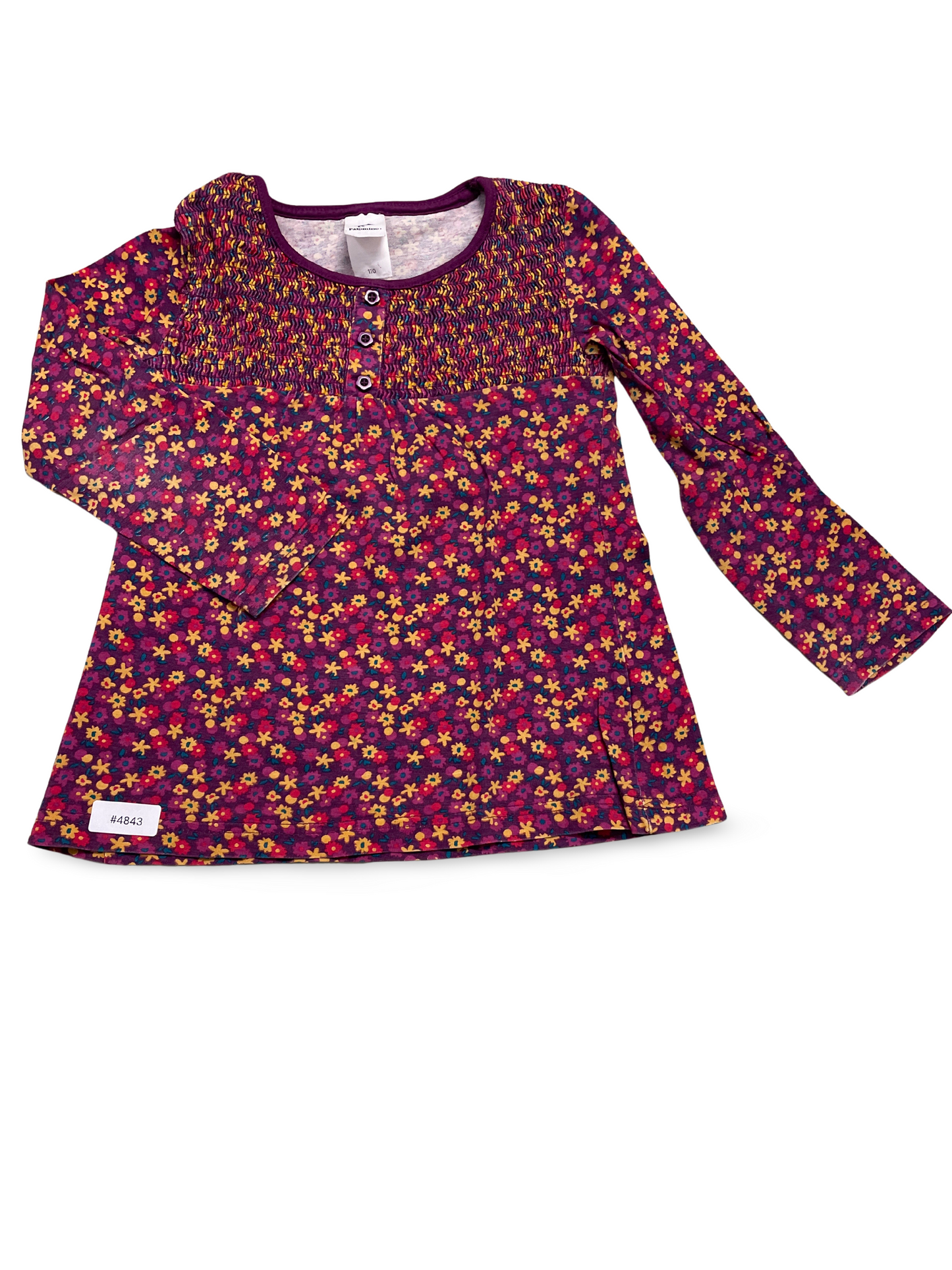 Langarm Kleid mit Raffung und Blumenprint - Gr. 110