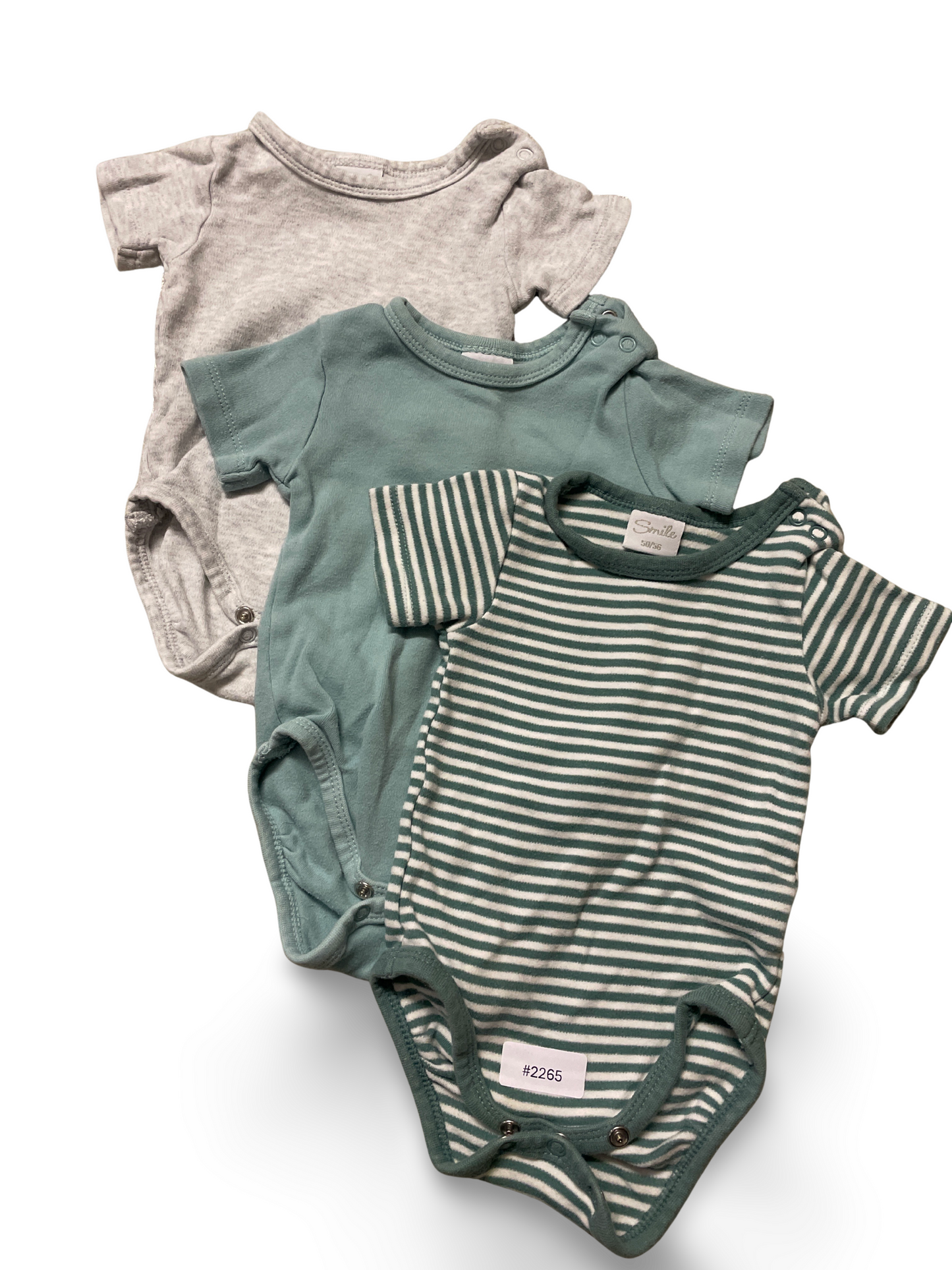 3er Bundle Kurzarm Strampler gestreift und uni - Gr. 50