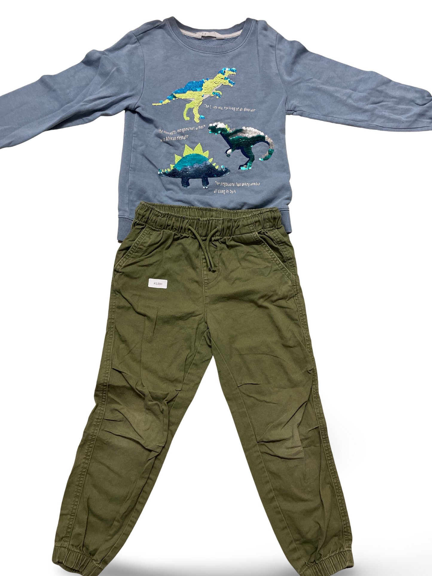 Set Sweatshirt mit Pailletten-Dinosauriern und Jogginghose - Gr. 1-2