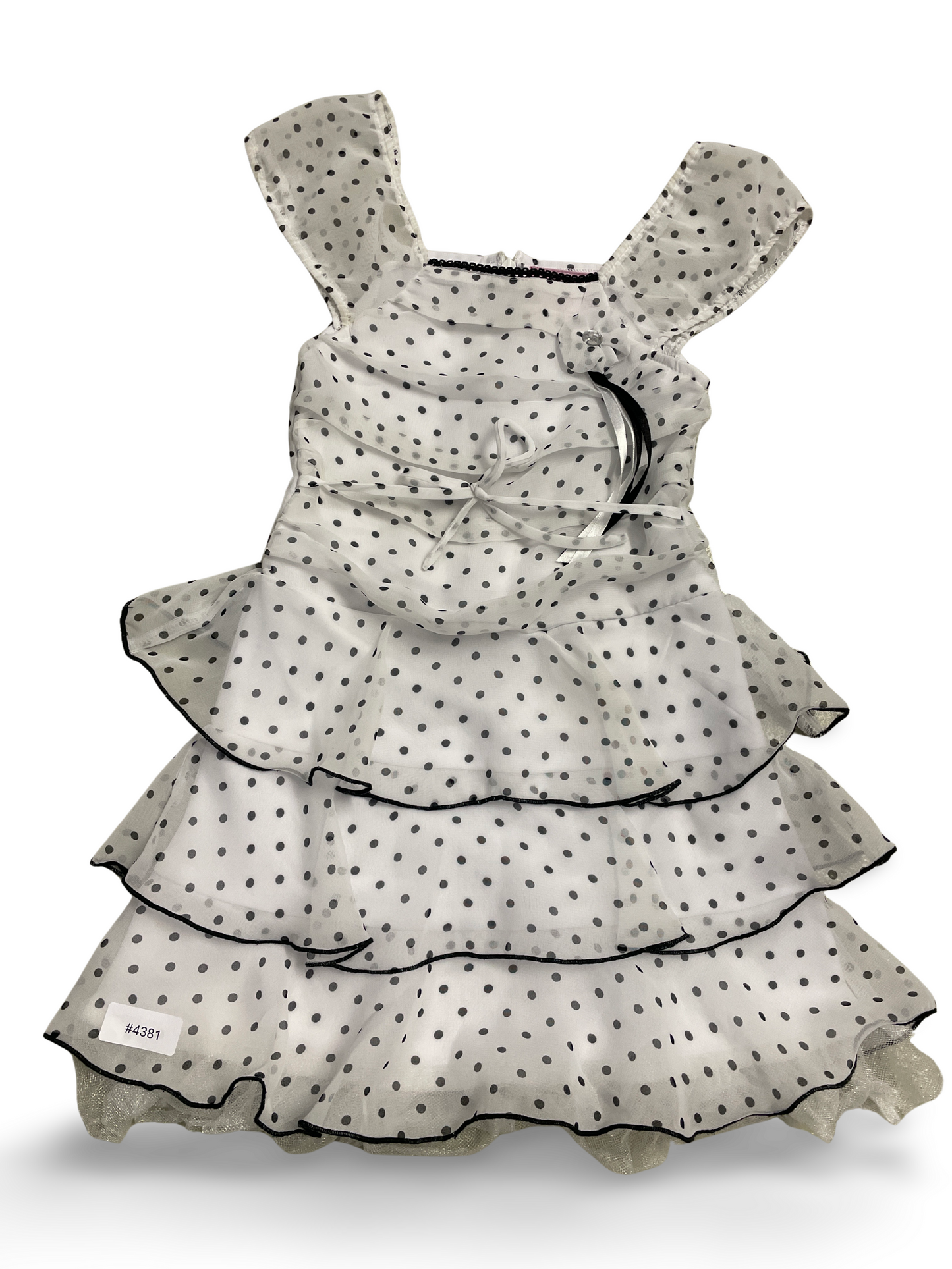 Weisses gepunktetes Rüschenkleid - Gr. 92