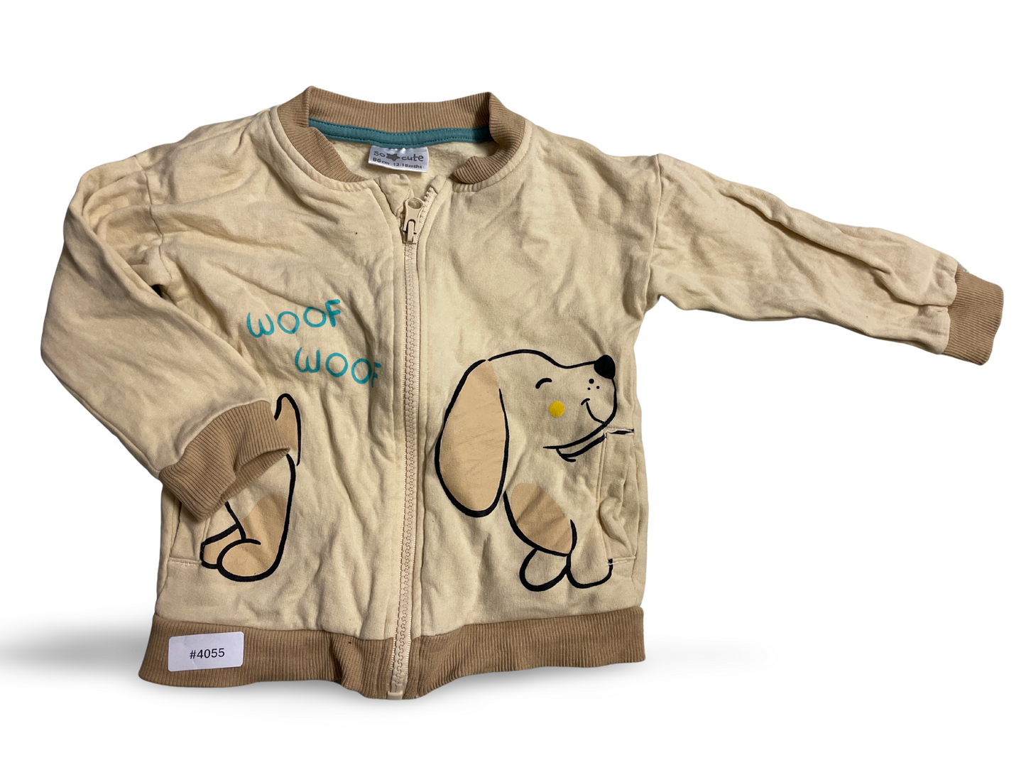 Babyjacke mit Hundemotiv und Reissverschluss - Gr. 86