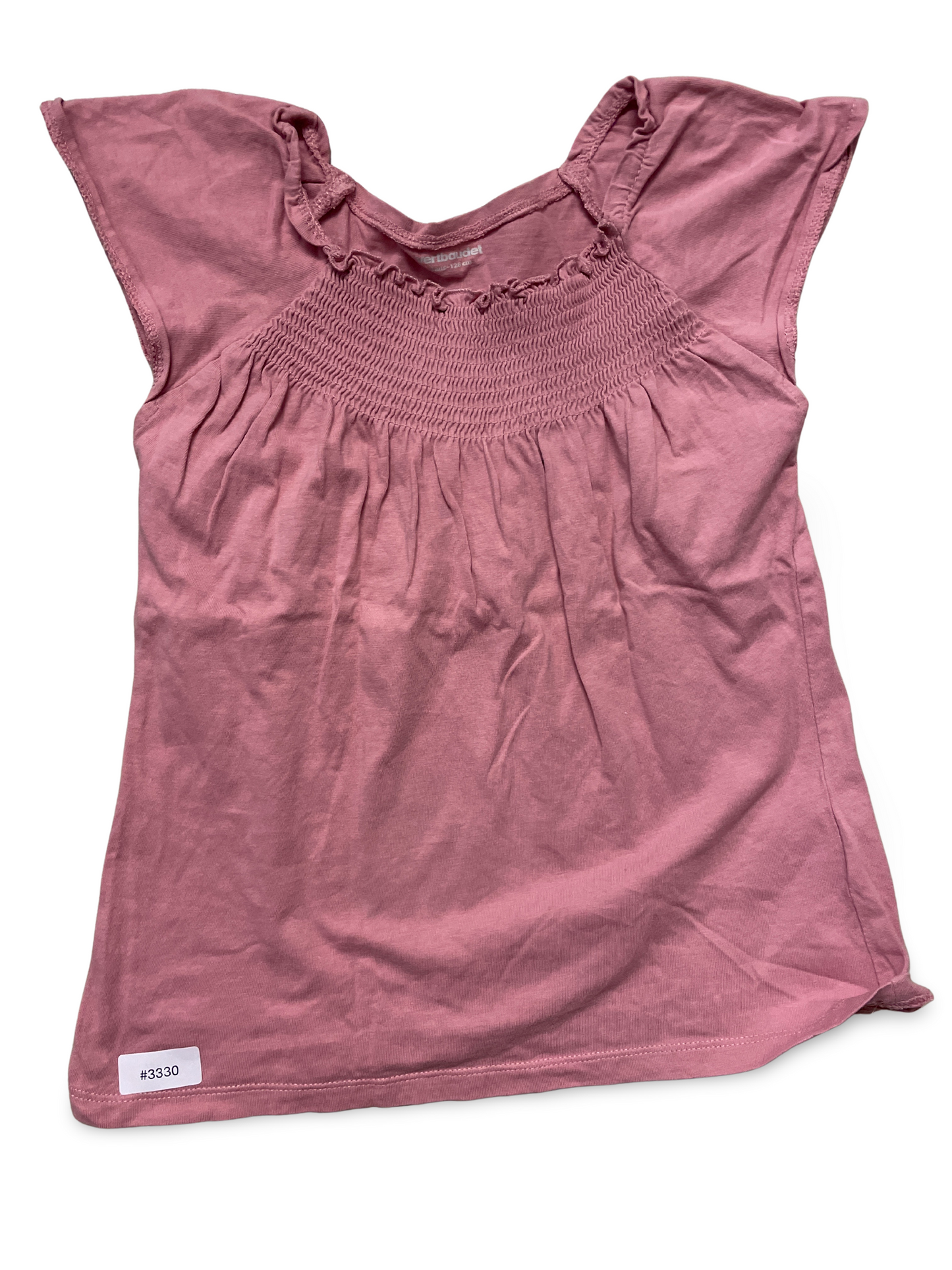 Rosa T-Shirt mit Raffung - Gr. 128
