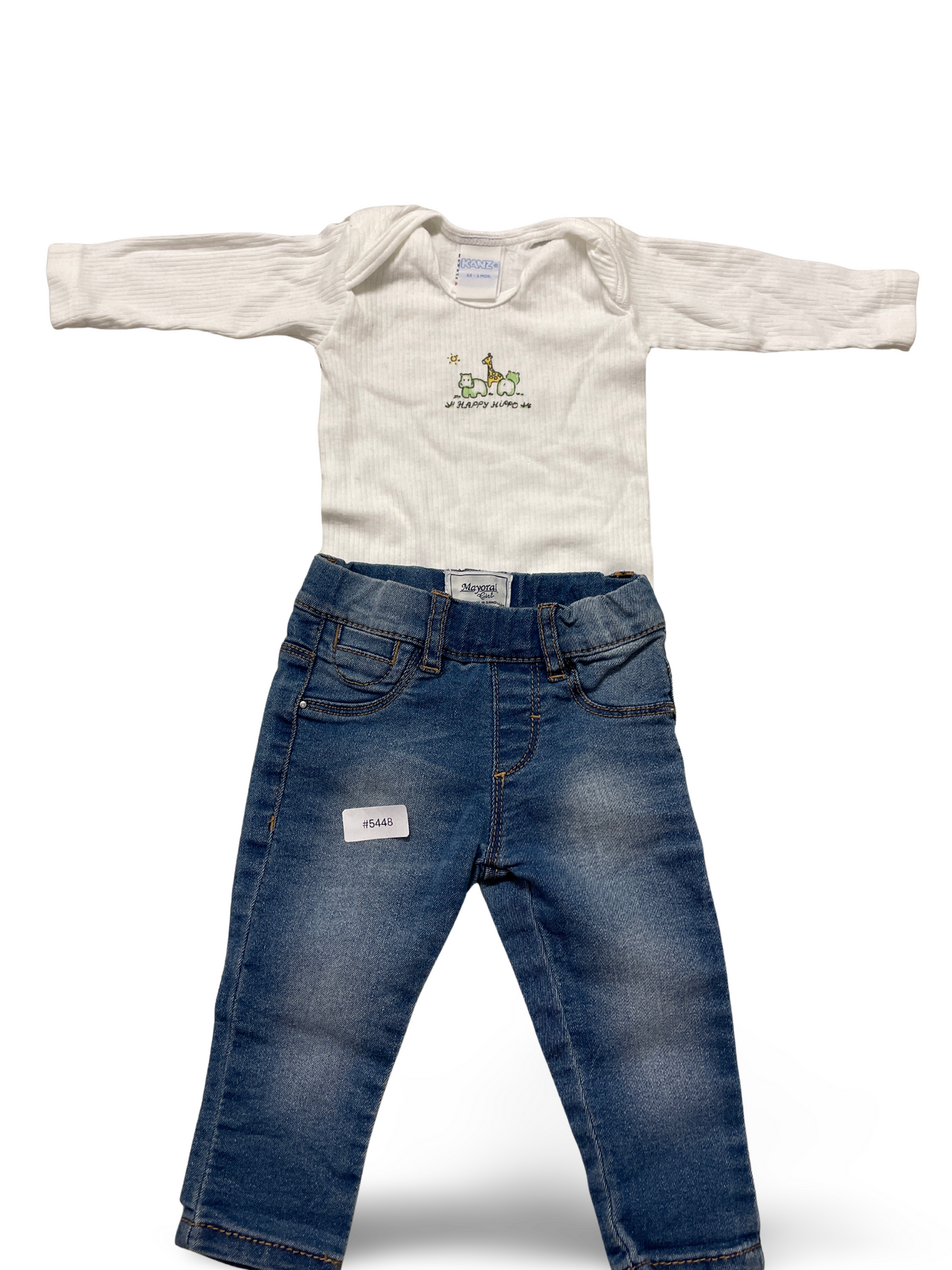 Langarmbody weiss mit Tiermotiv - Gr. 68