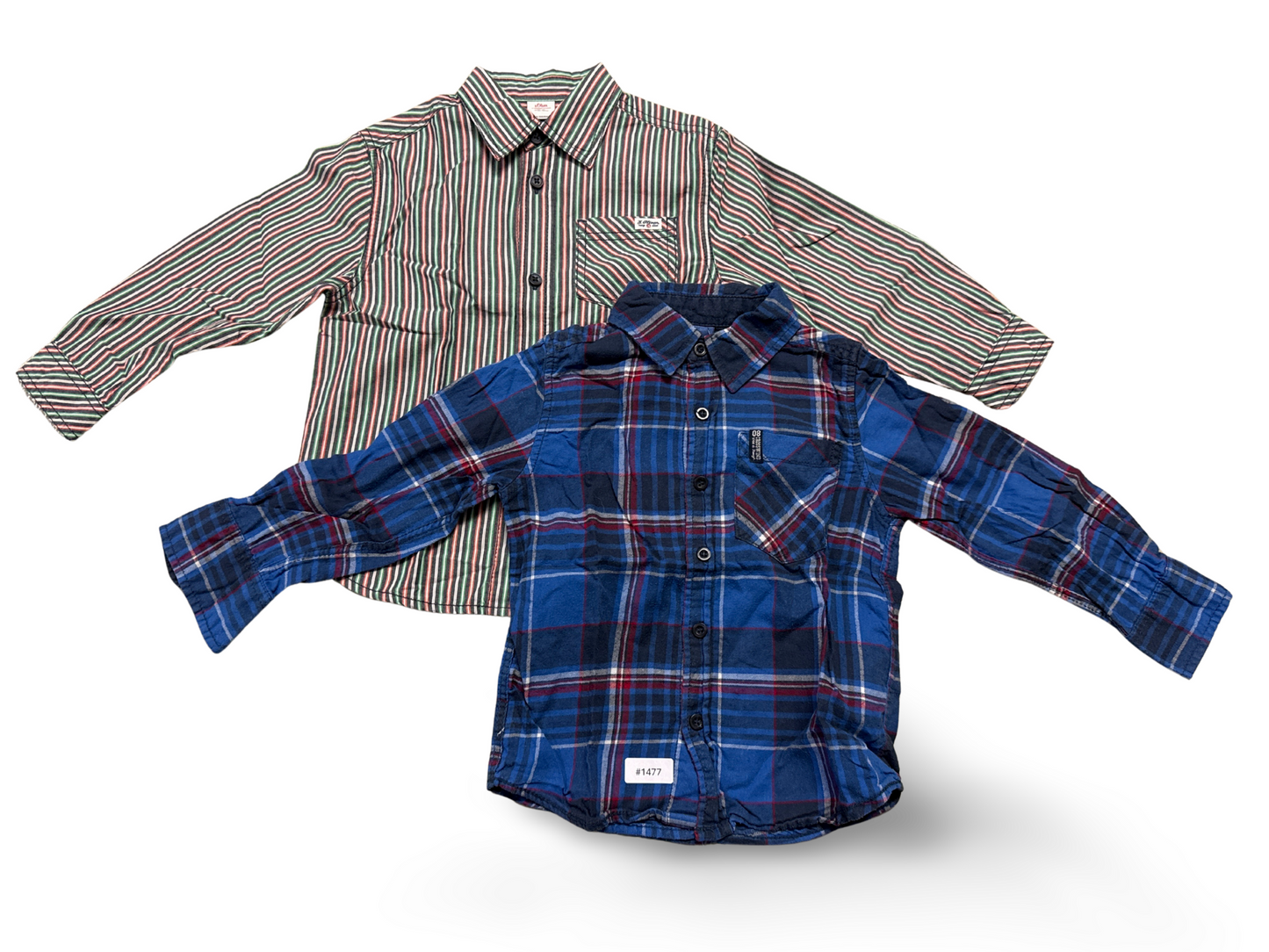 2er Bundle Langarmhemden kariert und gestreift - Gr. 104