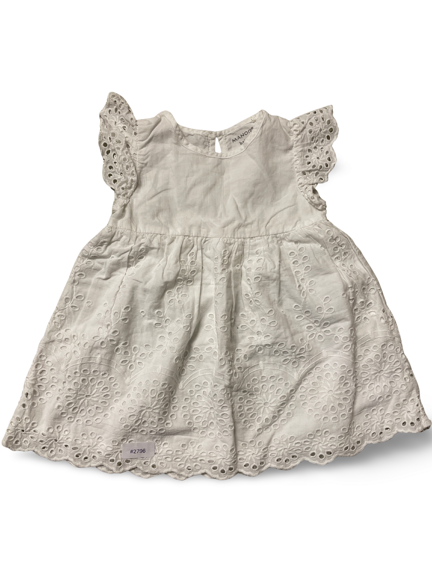 Weisses Lochstickerei Babykleid - Gr. 74