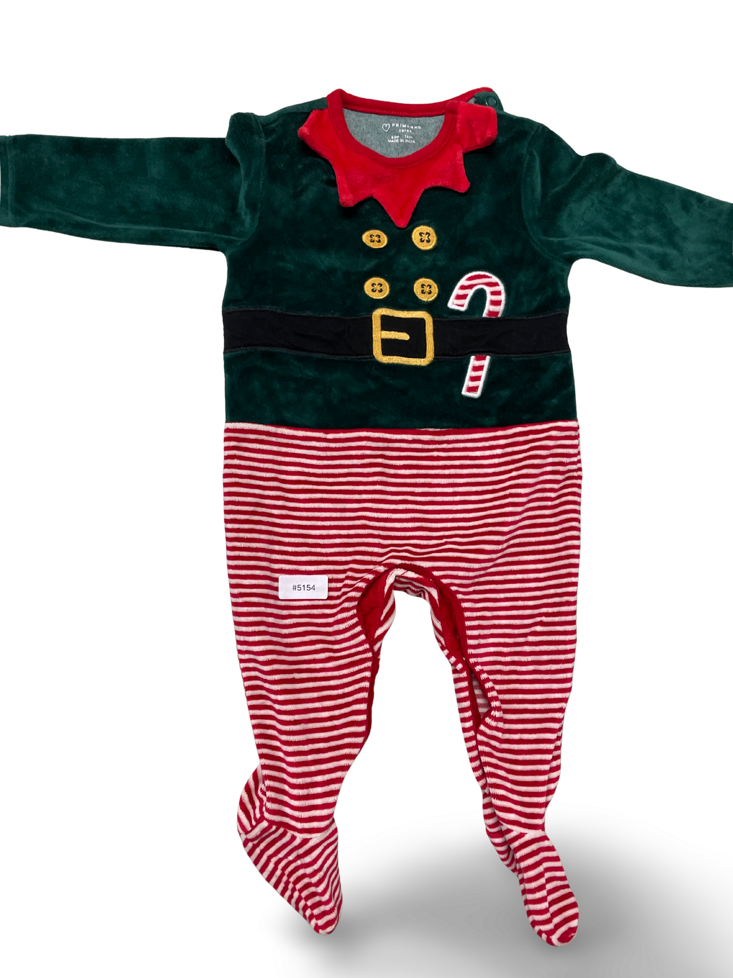 Weihnachtsstrampler mit Zuckerstangenmotiv - Gr. 74