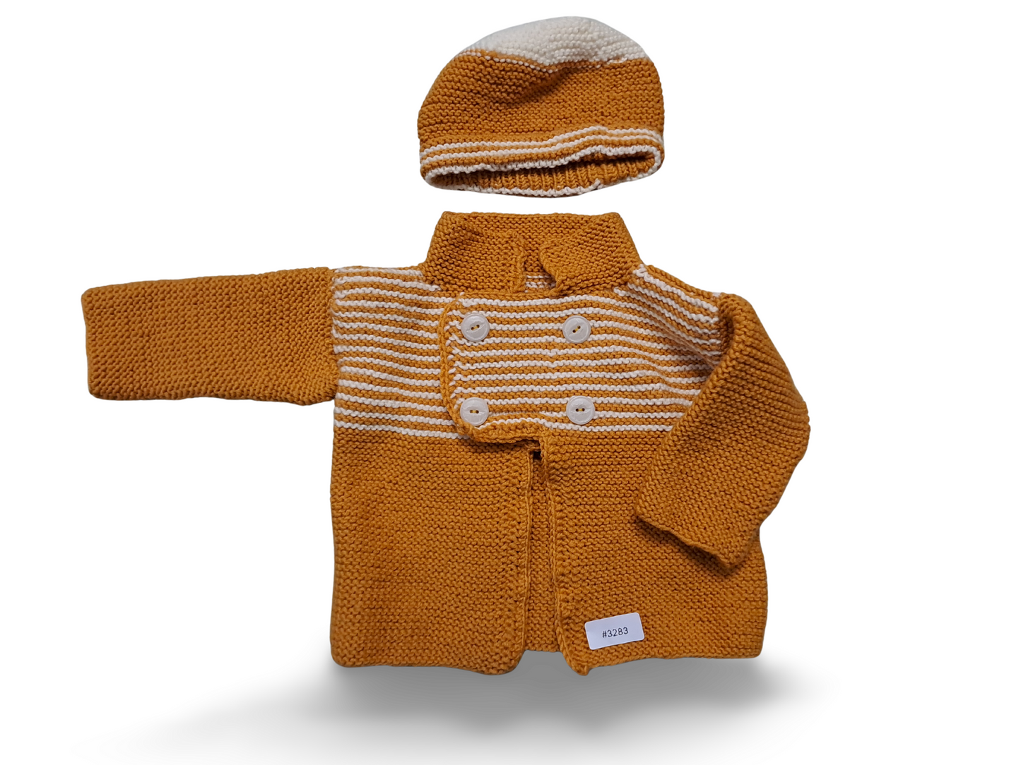 Baby cardigan with hat, striped - size 86