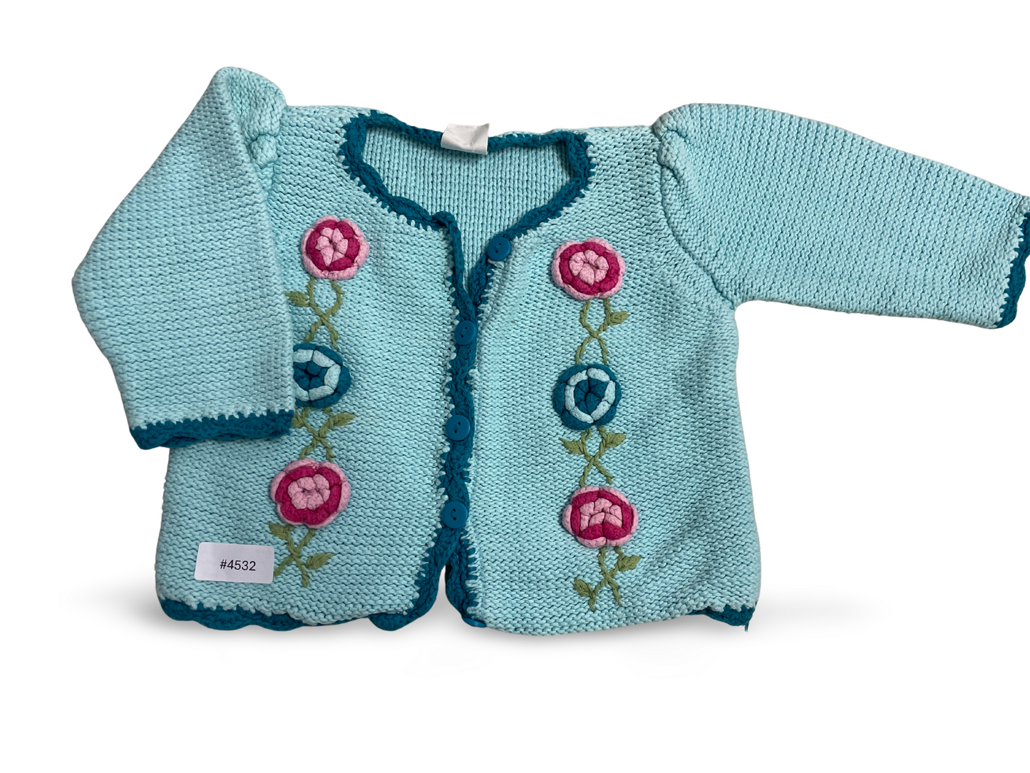 Strickjacke mit Blumenapplikation - Gr. 62