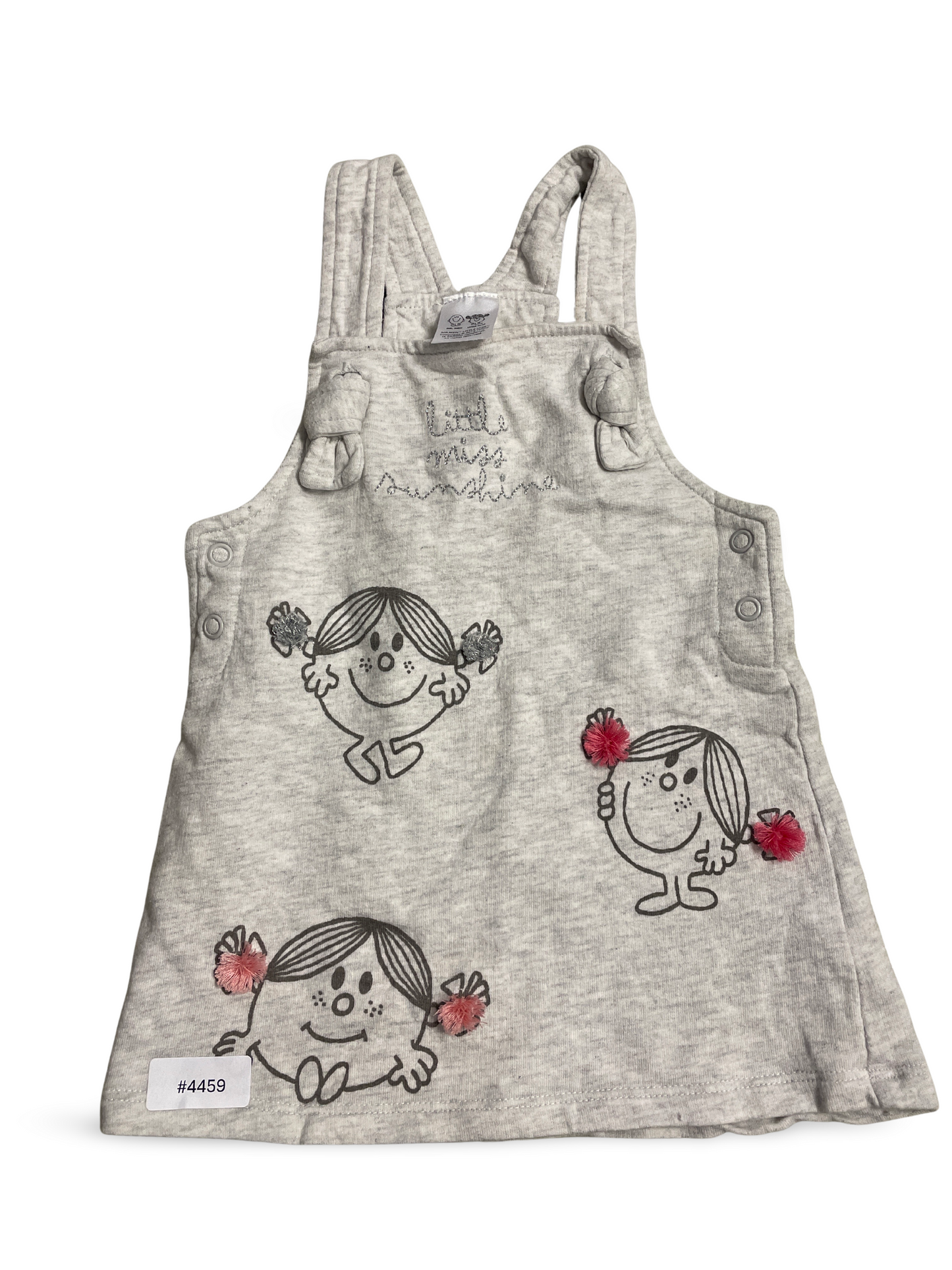 Robe salopette avec imprimé fille et pompons roses - Taille 74