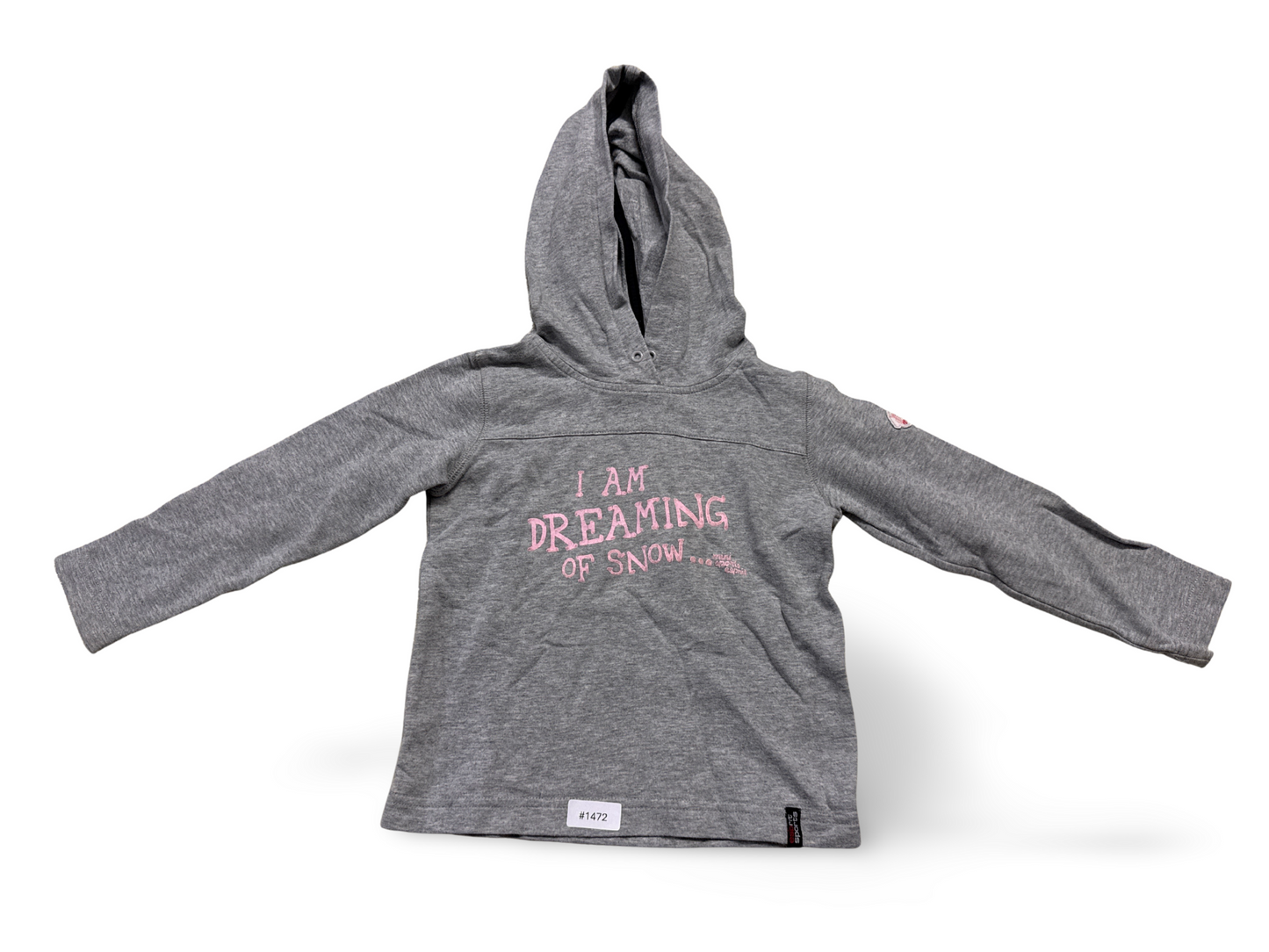 Kapuzenpullover grau mit rosa Schriftzug - Gr. 104