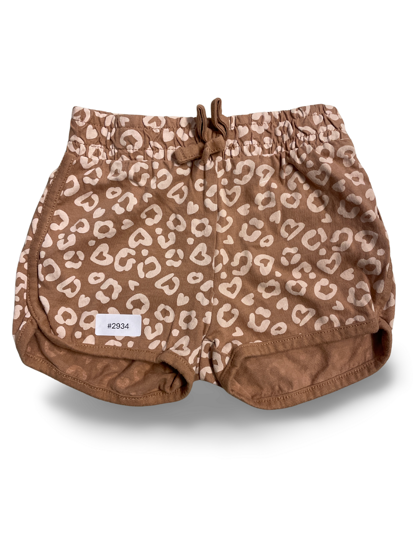 Braune Jersey Shorts mit Herzmuster - Gr. 98