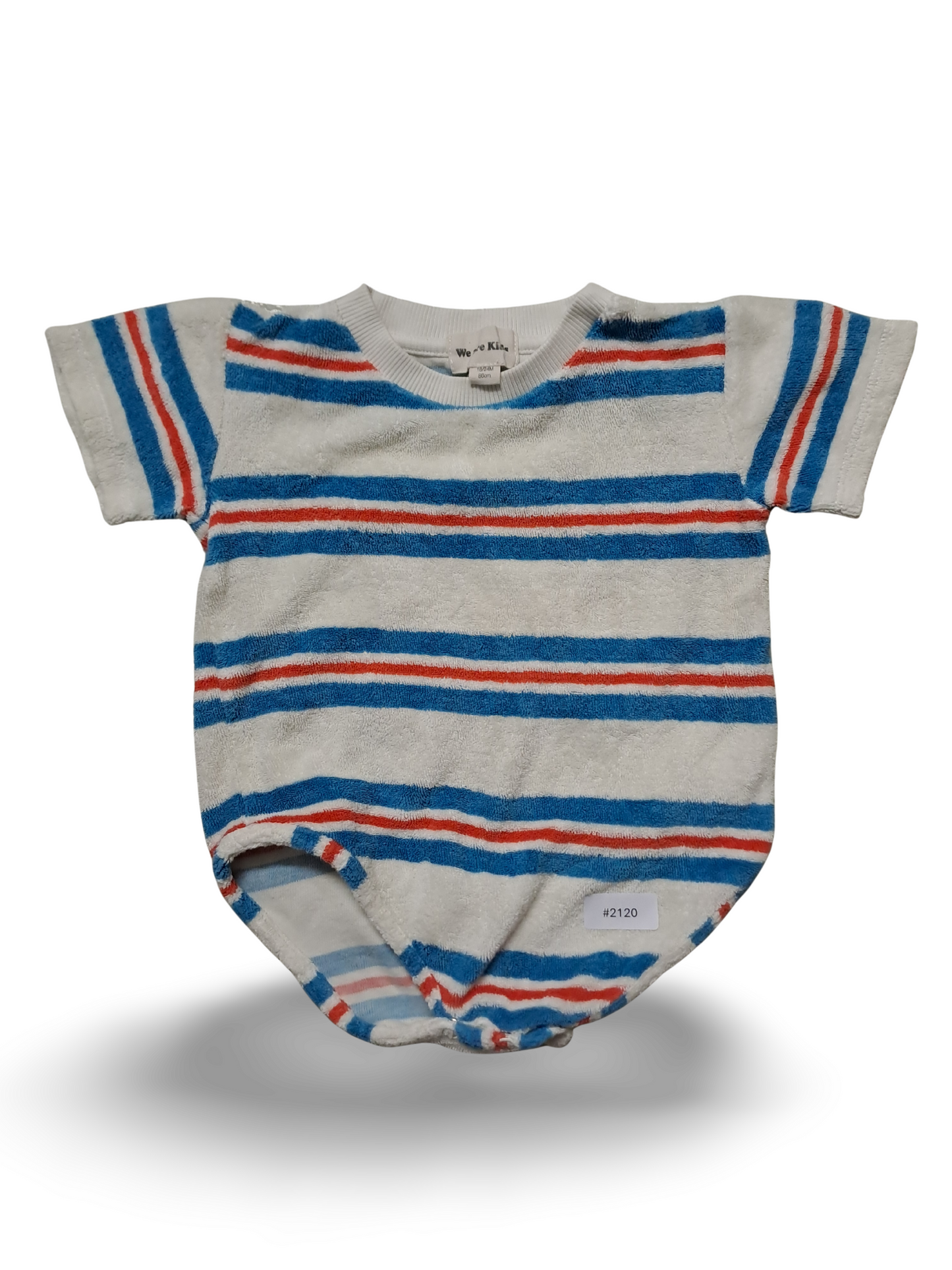Gestreifter Frottee Kurzarmstrampler - Gr. 86