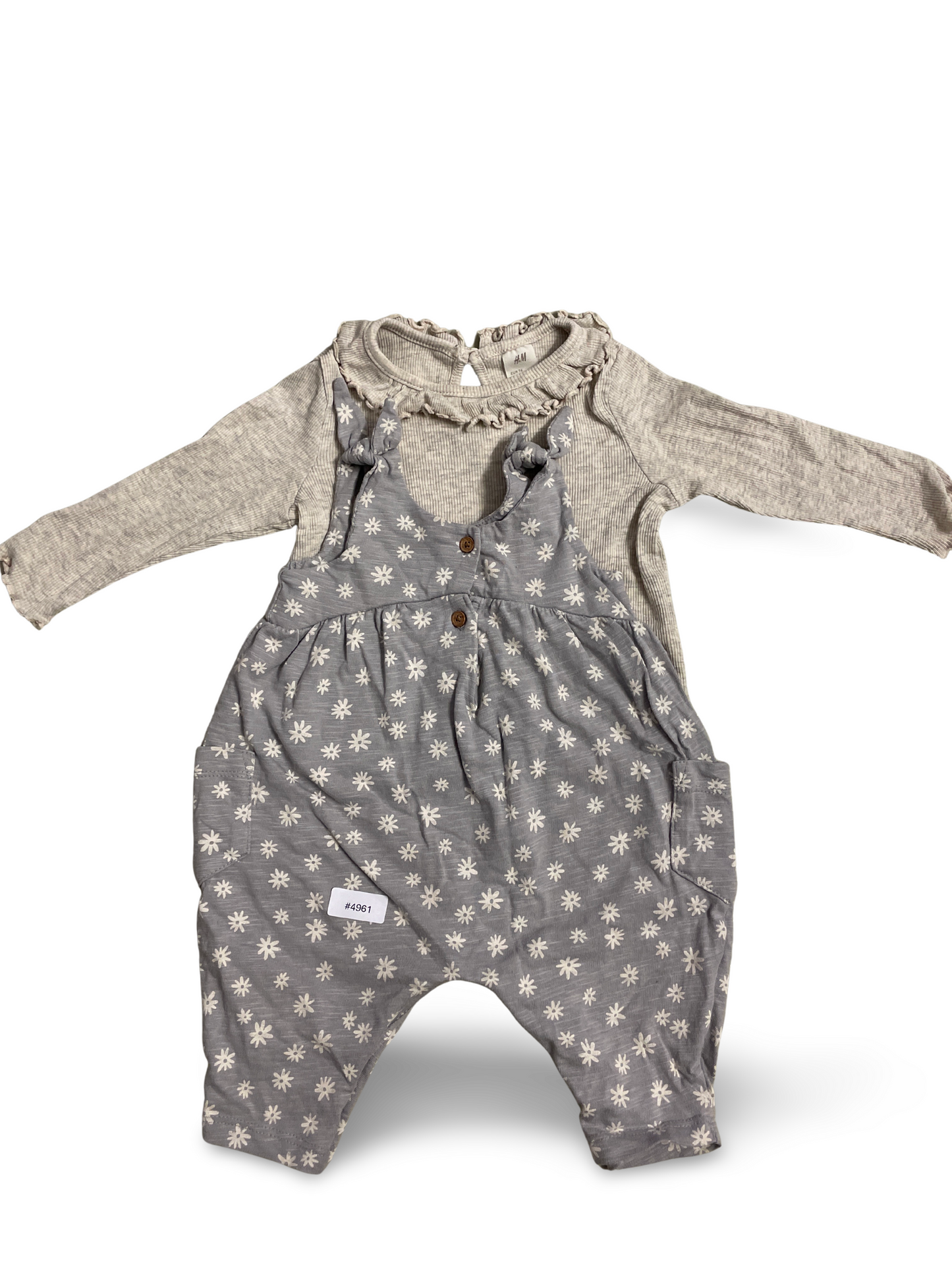 Grenouillère à motif fleuri et body à volants - Taille 74