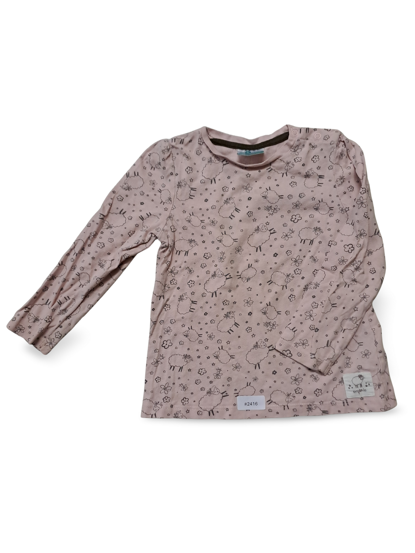 Langarmshirt Rosa mit Schafmuster - Gr. 98