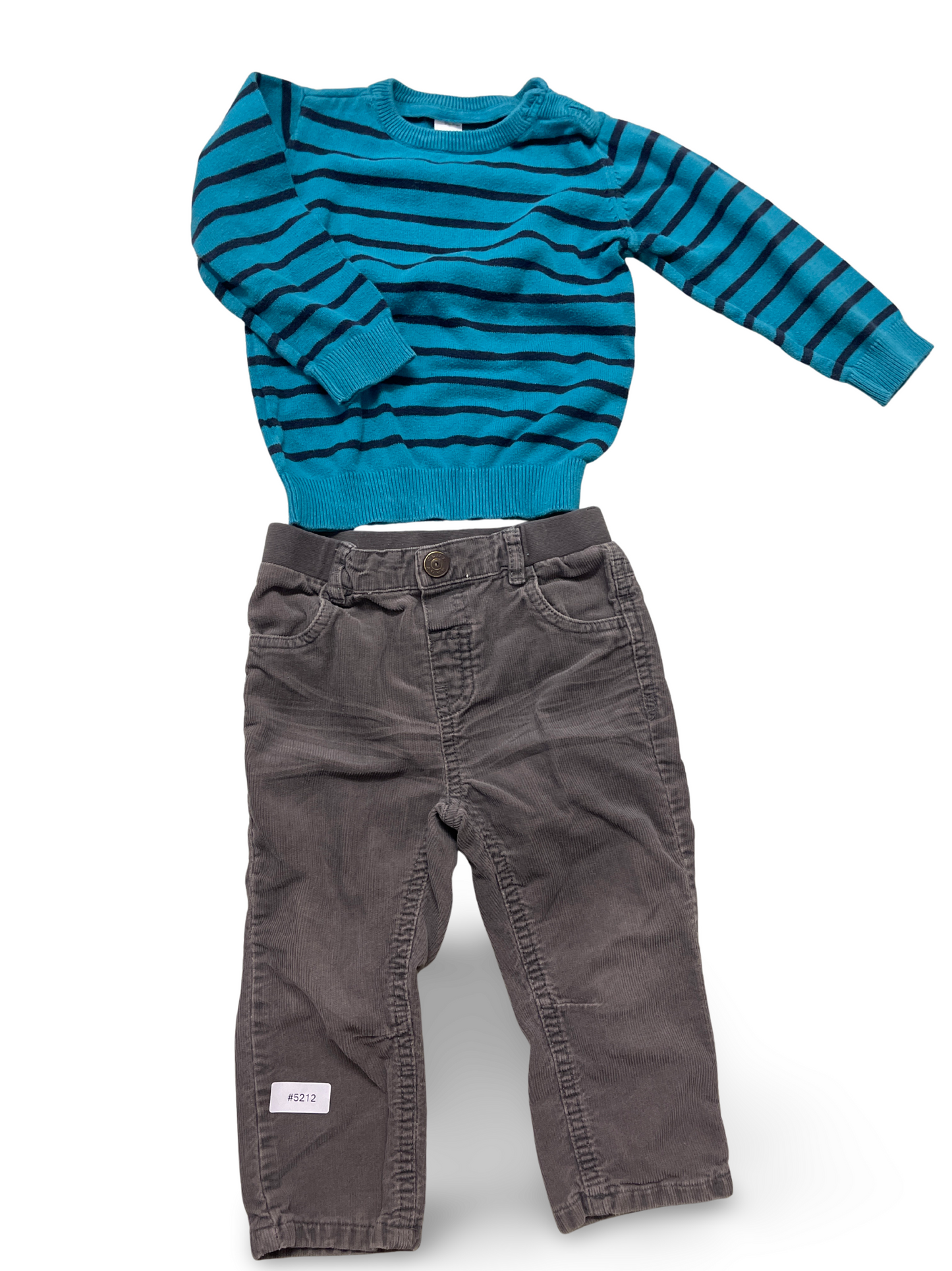 Gestreifter türkis-blauer Pullover - Gr. 86