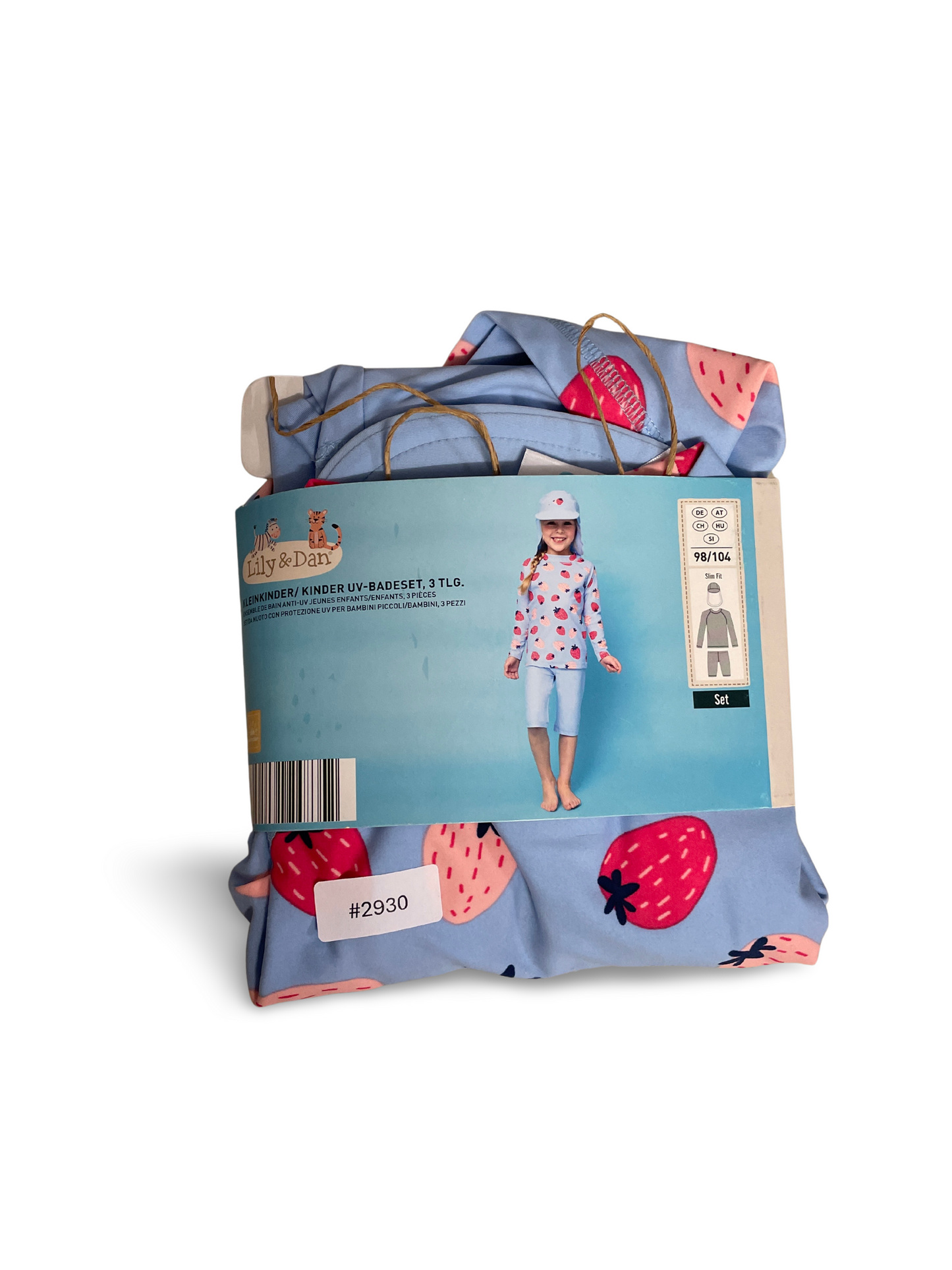 UV-Badeset 3-teilig mit Erdbeermotiv und Badeleggings - Gr. 98