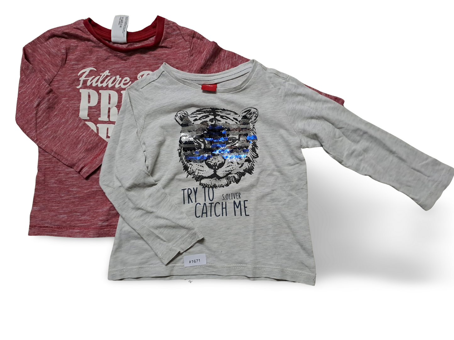 2er Bundle Langarmshirts mit Pailletten und Print - Gr. 92