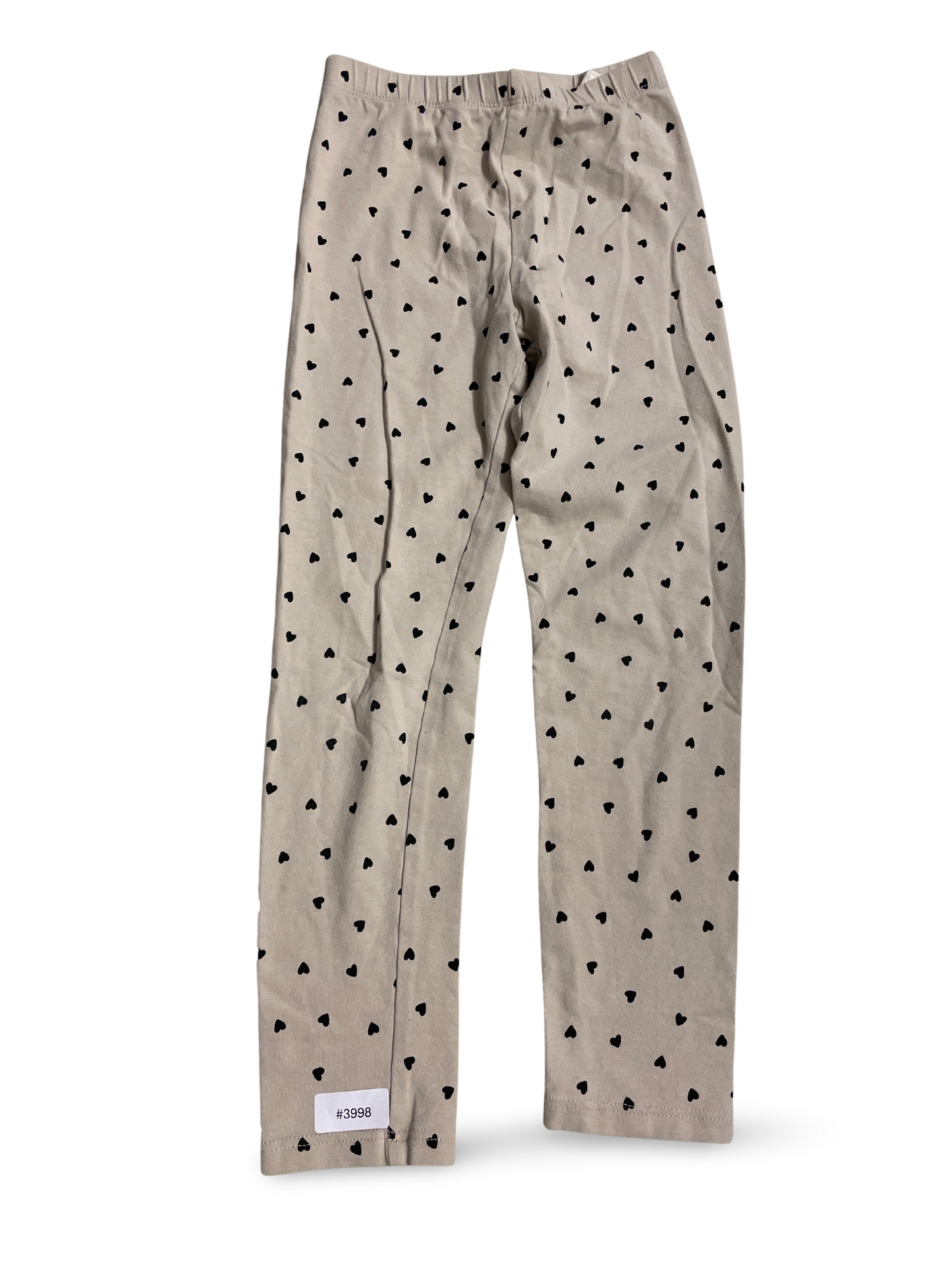 Beige Leggings mit schwarzen Herzchen - Gr. 122