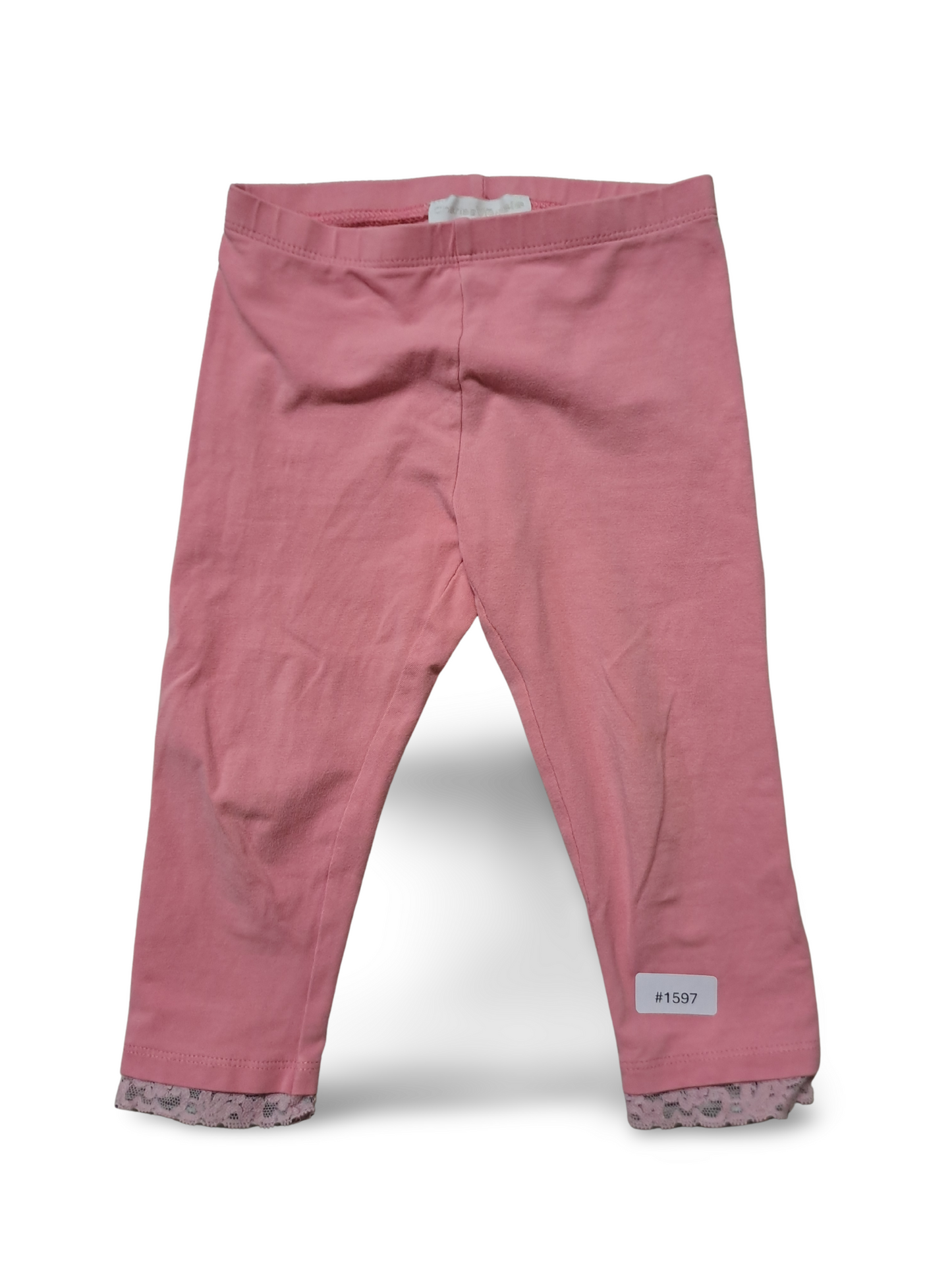 Rosa Leggings mit Spitzenborte - Gr. 98