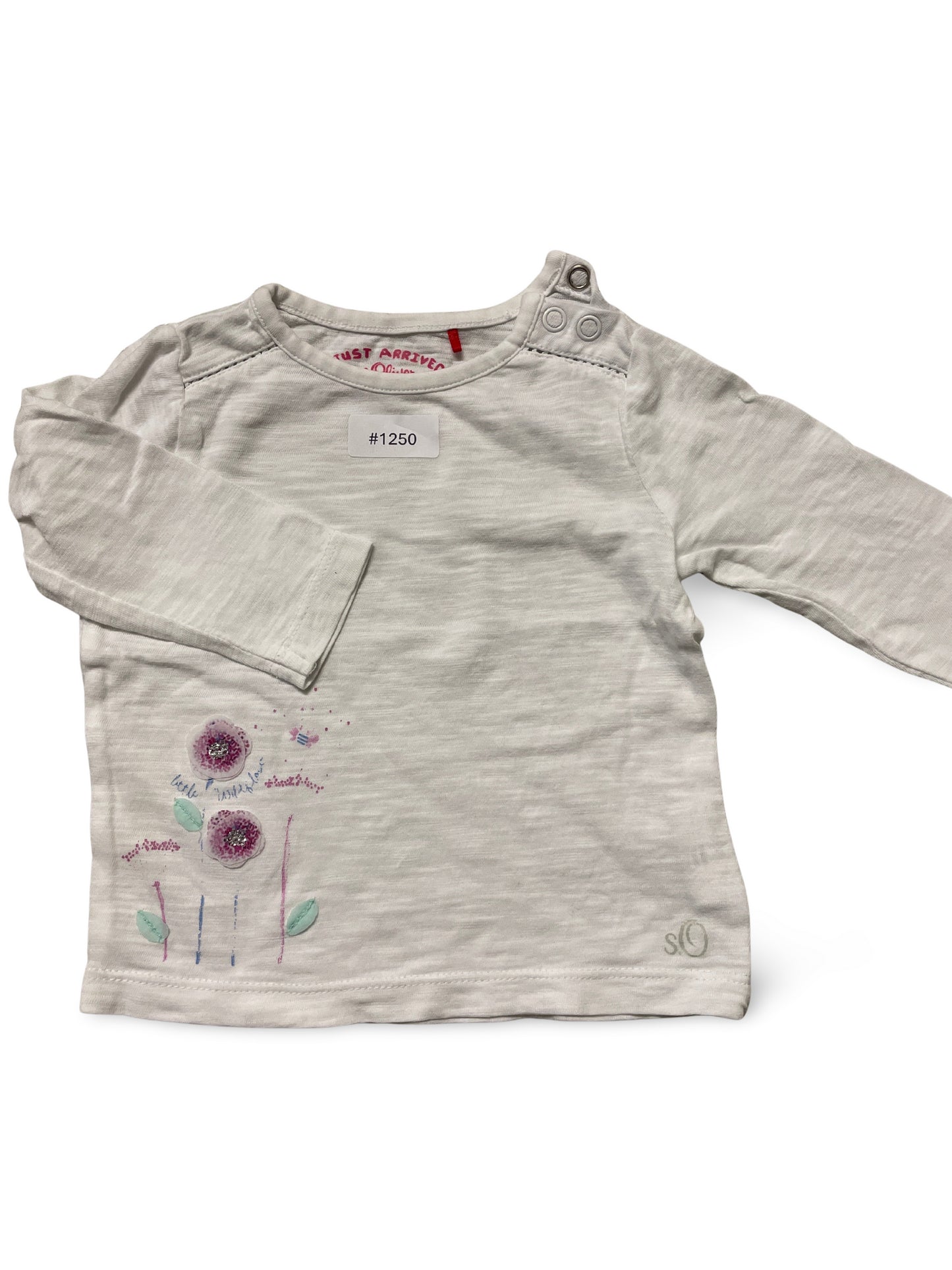 Langarmshirt mit Blumenstickerei - Gr. 62