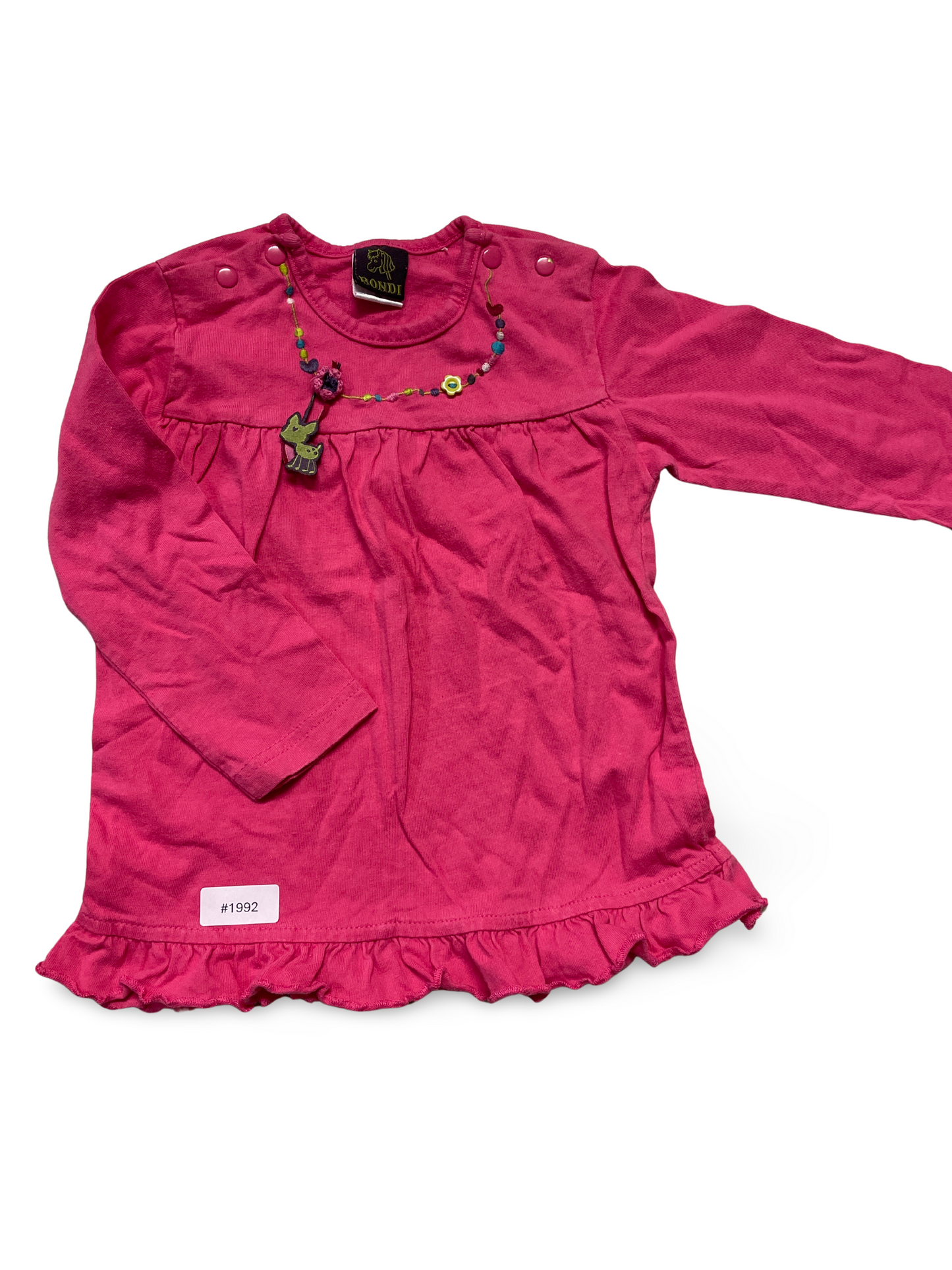 Langarm Tunika mit Rüschen und Anhänger - Gr. 86