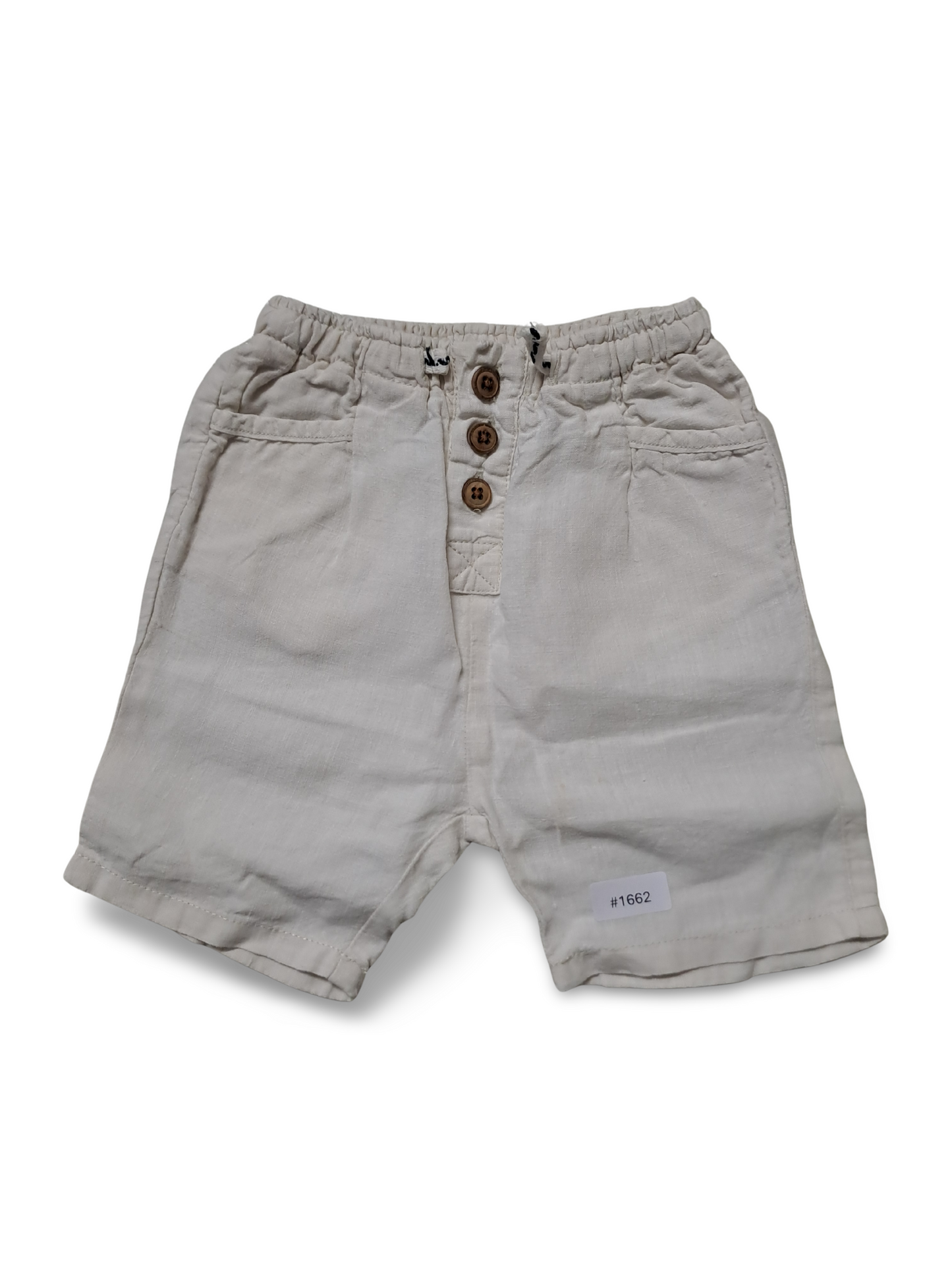 Beige Leinenshorts mit Knopfleiste - Gr. 92