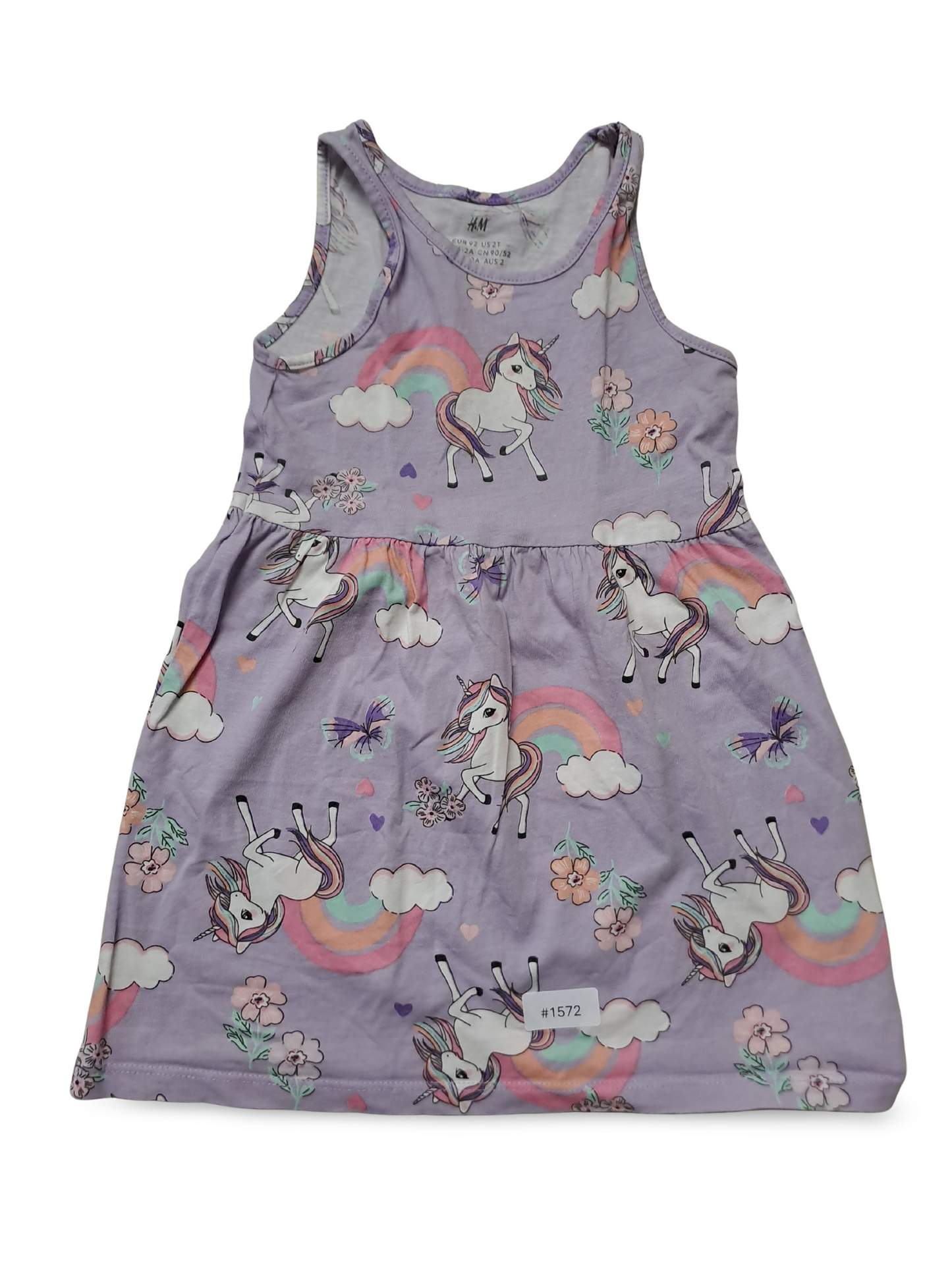 Ärmelloses lila Einhornkleid - Gr. 98