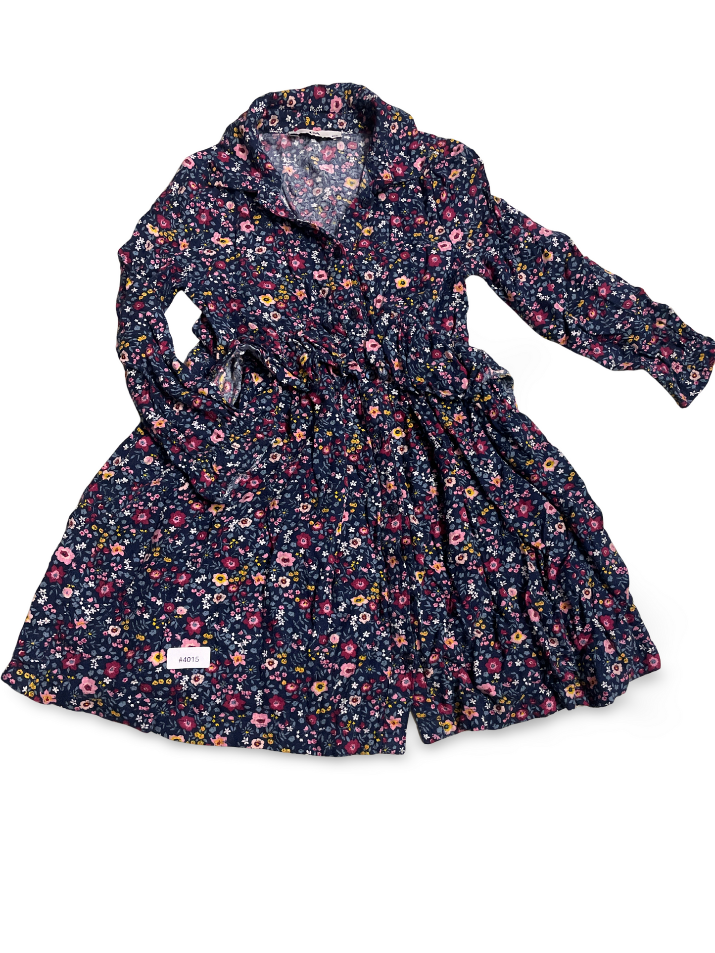 Kleid mit Blumenmuster und Kragen - Gr. 116