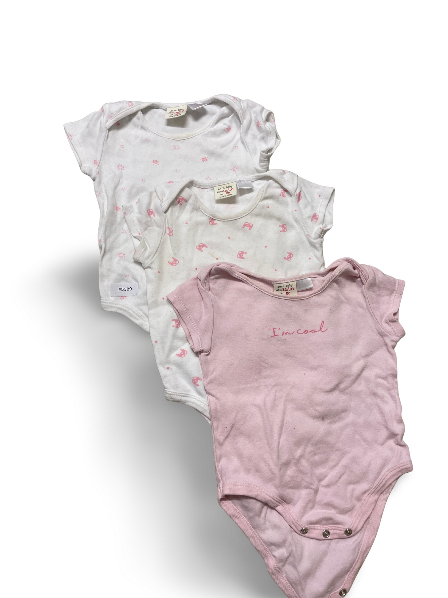 3er Bundle Kurzarmstrampler weiss und rosa - Gr. 86