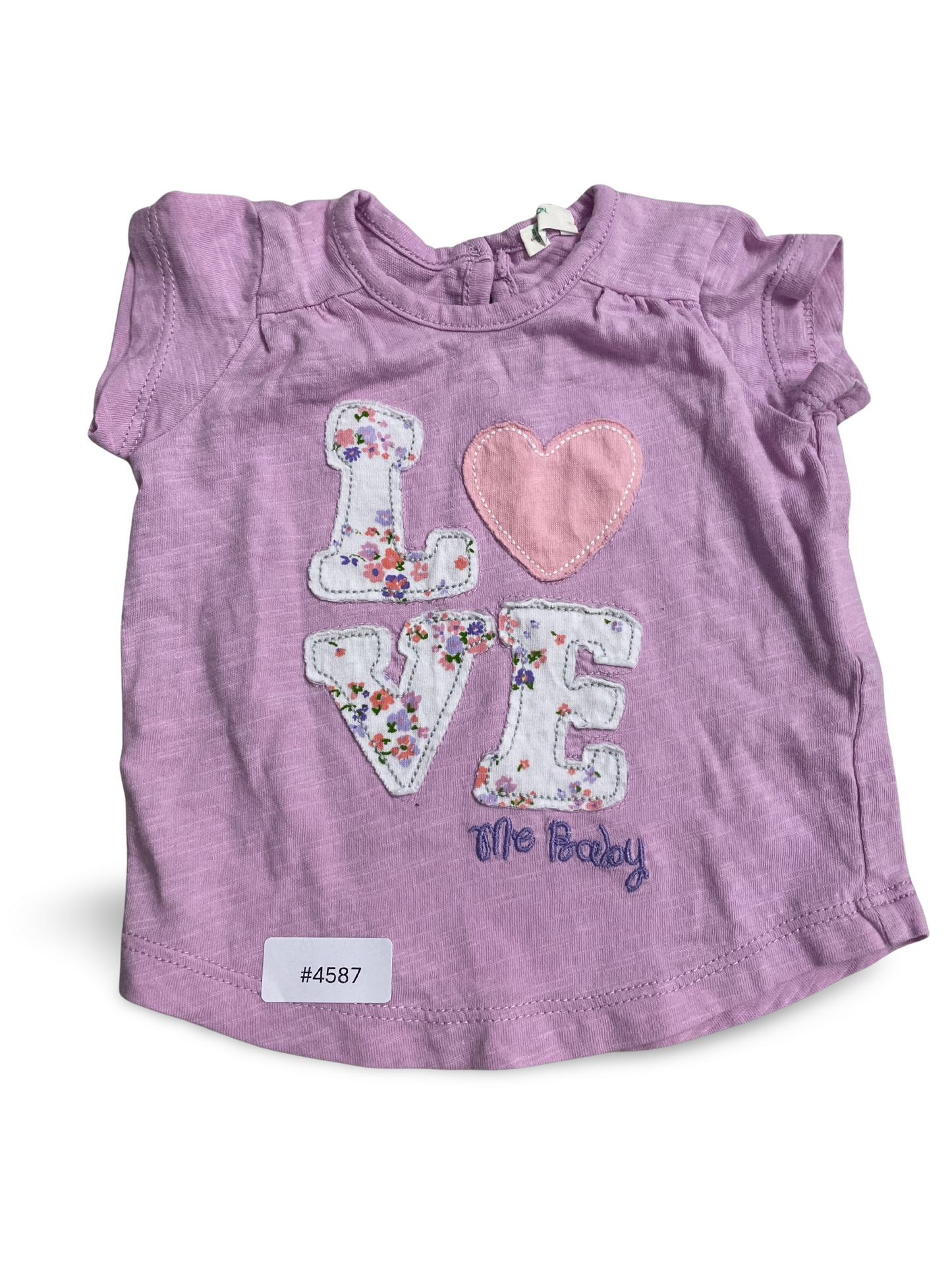 Lila Kurzarmshirt mit Love-Applikation - Gr. 56