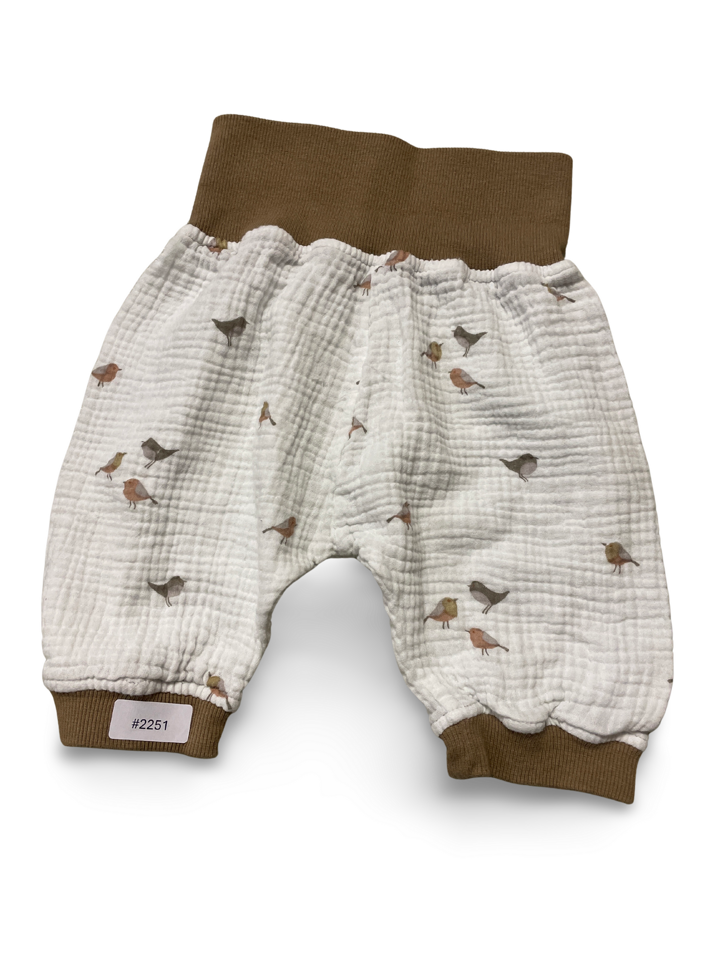 Musselinhose mit Vogelprint - Gr. 62