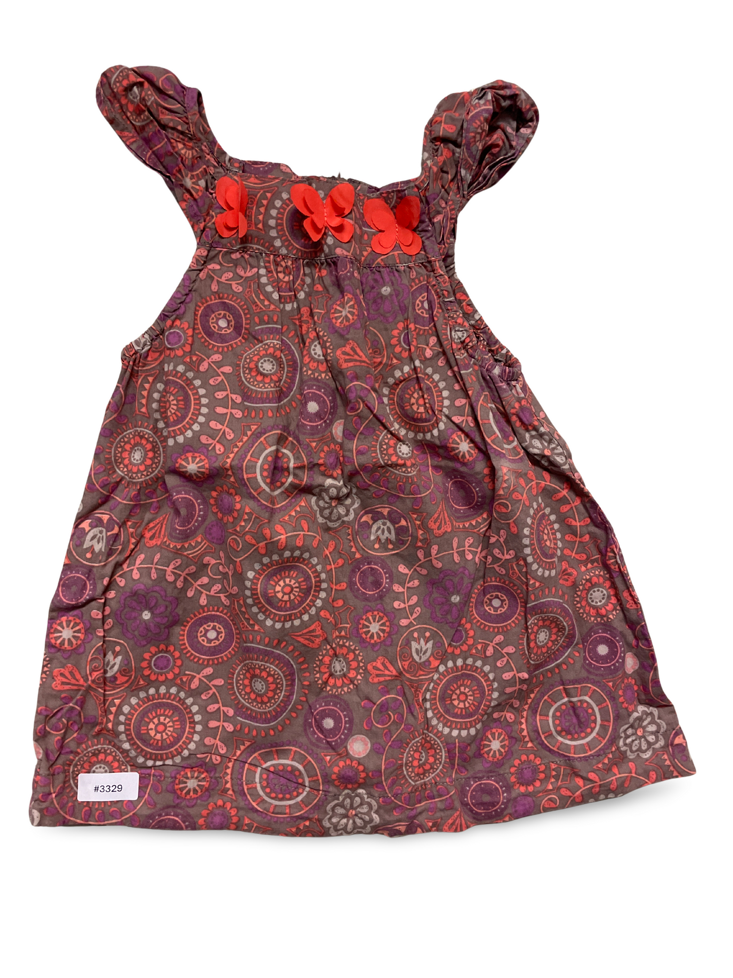 Robe fille motif cachemire avec papillons - Taille 128