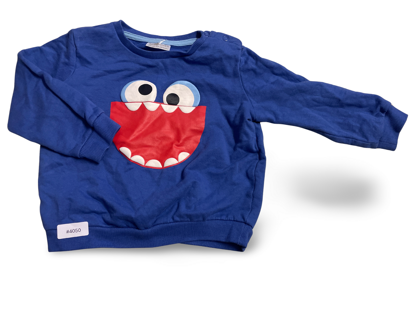 Blaues Langarm-Sweatshirt mit Monstergesicht - Gr. 86