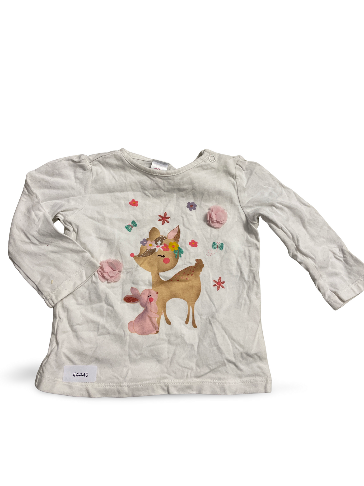 T-shirt manches longues motif cerf et lapin - Taille 74