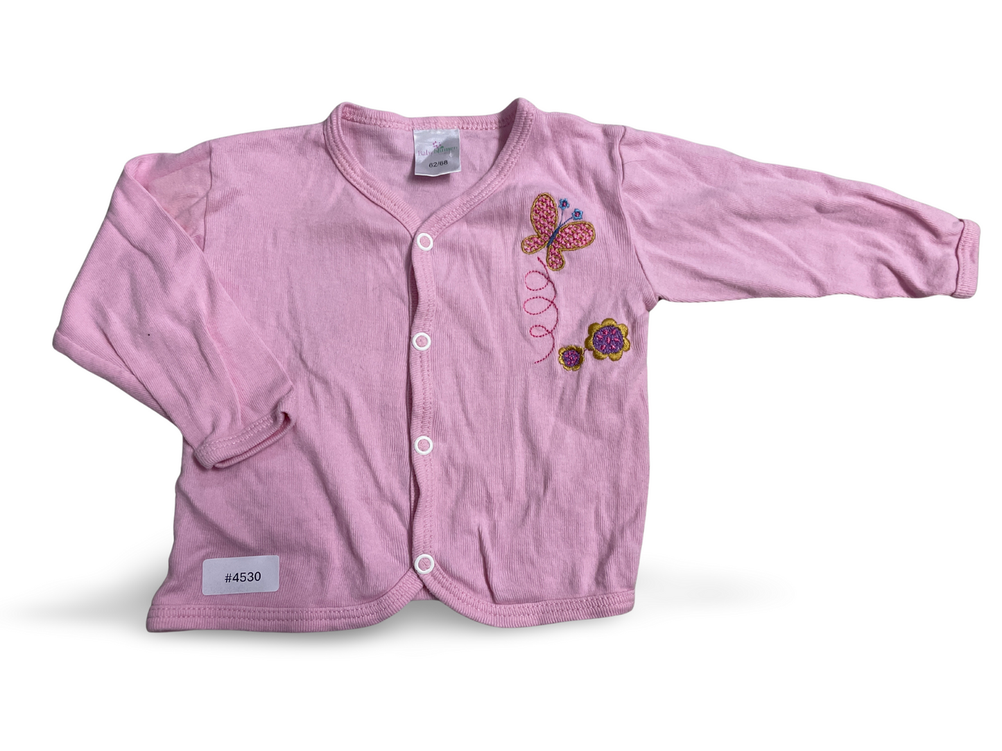 Rosa Wickeljacke mit Schmetterlingsstickerei - Gr. 62