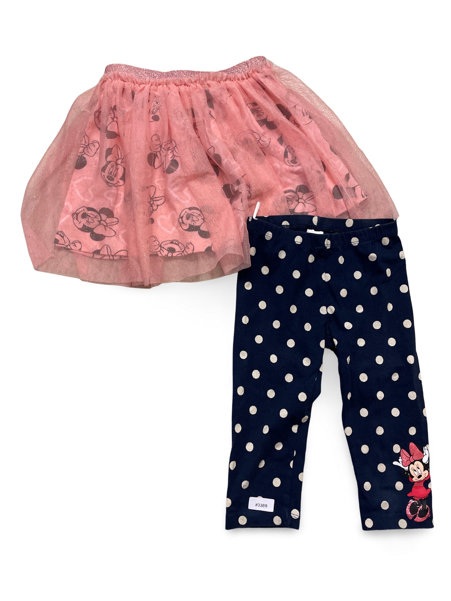 Tulle skirt with Minnie print and polka dot leggings - size 116