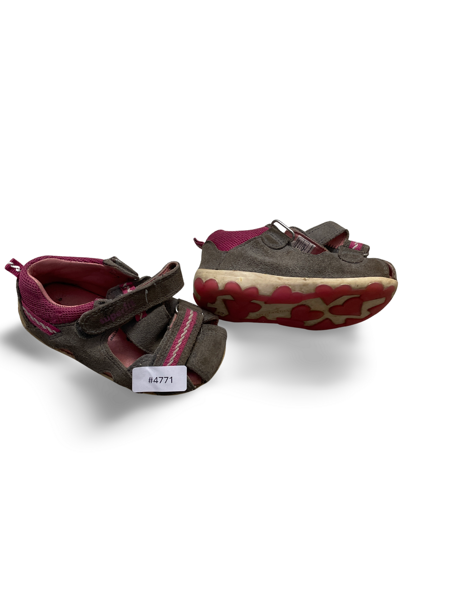 Mädchensandalen mit Klettverschluss grau-pink - Gr. 21