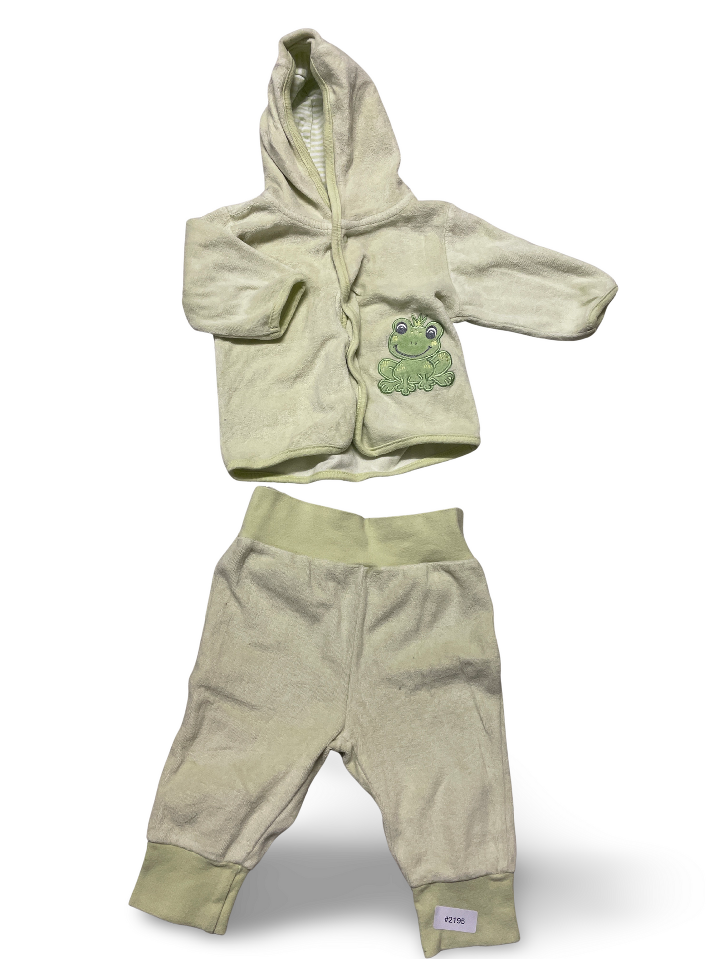 Zweiteiliges Frottee-Set Kapuzenjacke und Jogginghose mit Frosch - Gr. 68