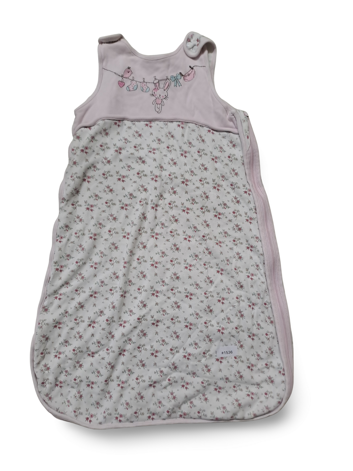 Babyschlafsack Rosa mit Blumen- und Hasenmotiv - Gr. 80