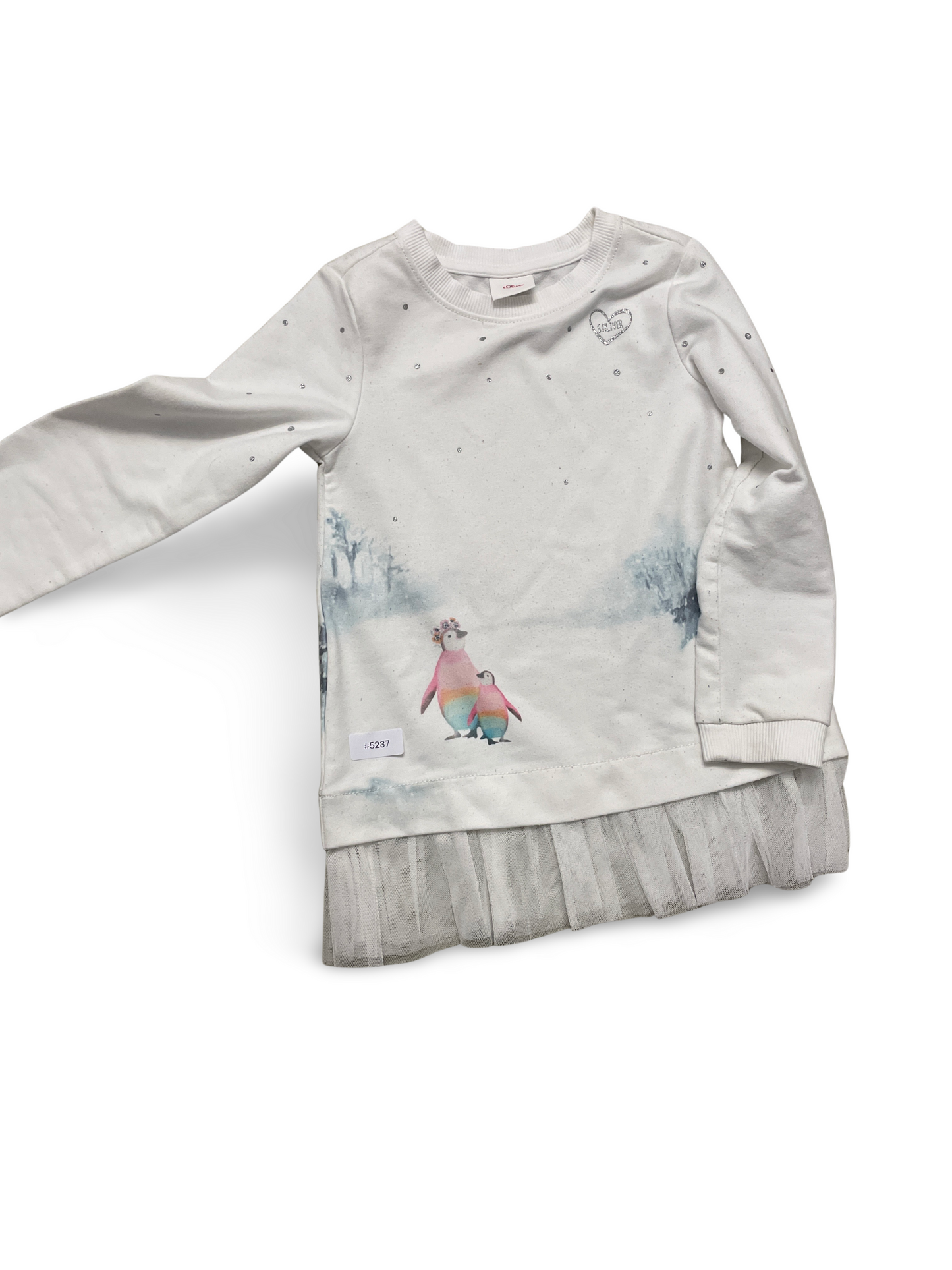 Sweatshirtkleid mit Tüllsaum und Pinguinmotiv - Gr. 104