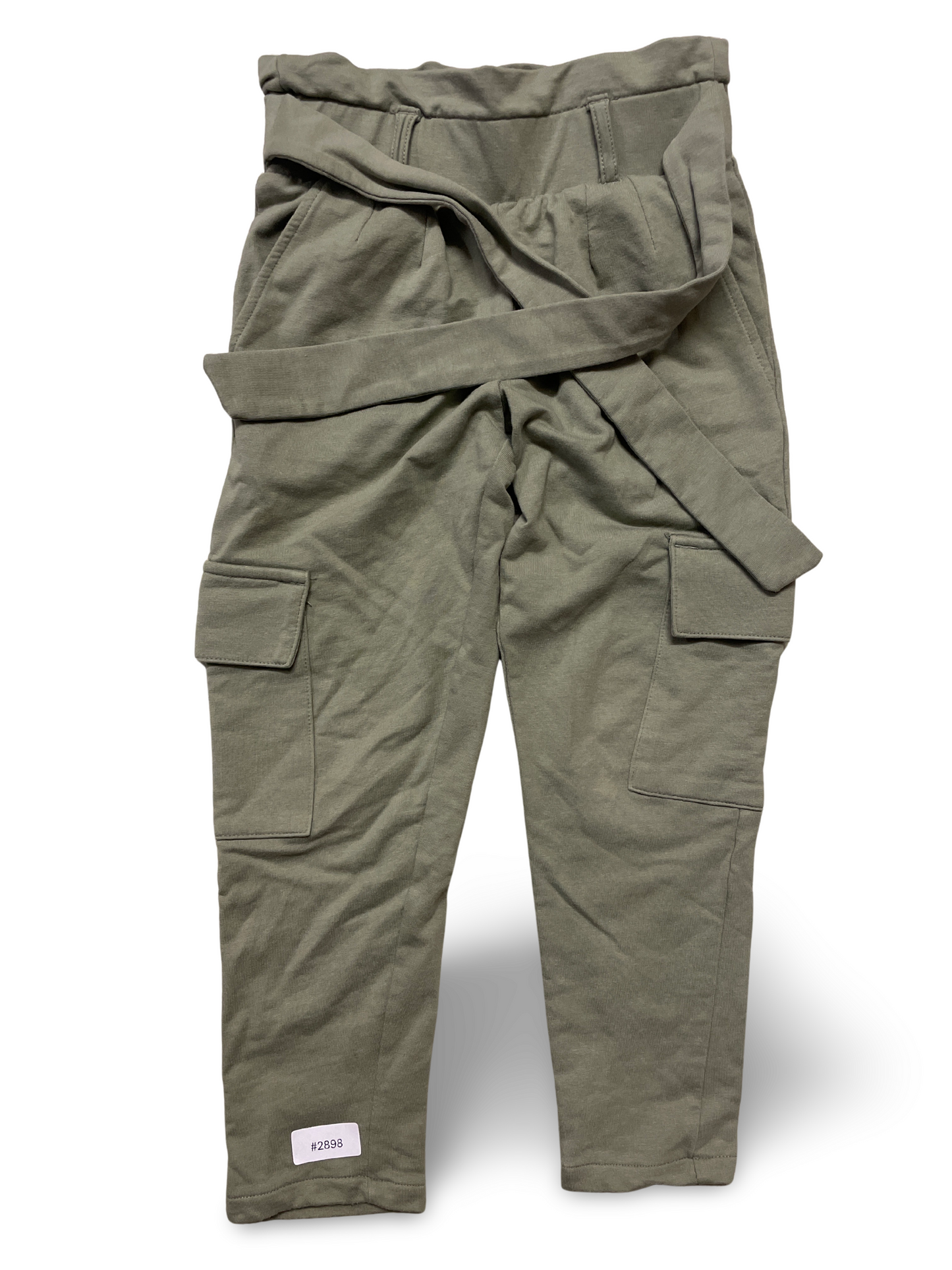 Khaki Cargo-Jogginghose mit Bindegürtel - Gr. 104