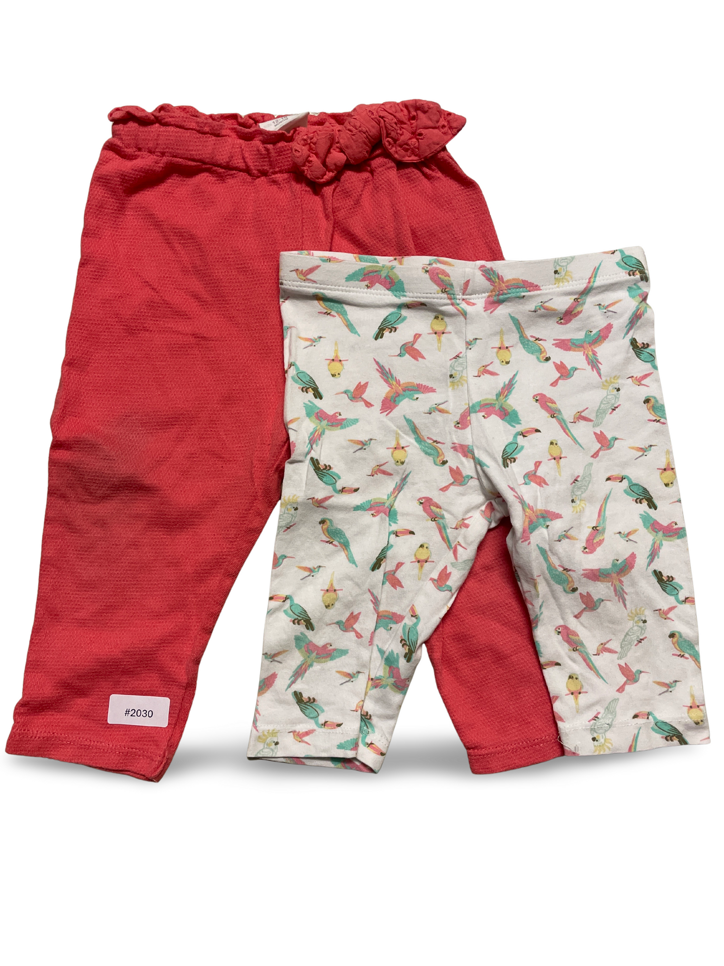 2er Bundle Leggings Koralle und Vogelprint - Gr. 86