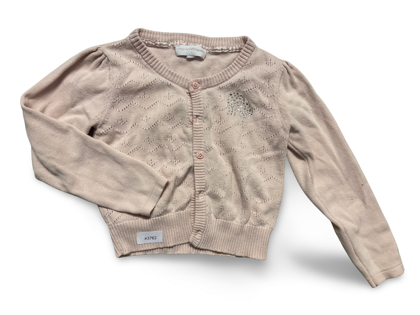 Rosa Strickjacke mit Glitzerherz - Gr. 110